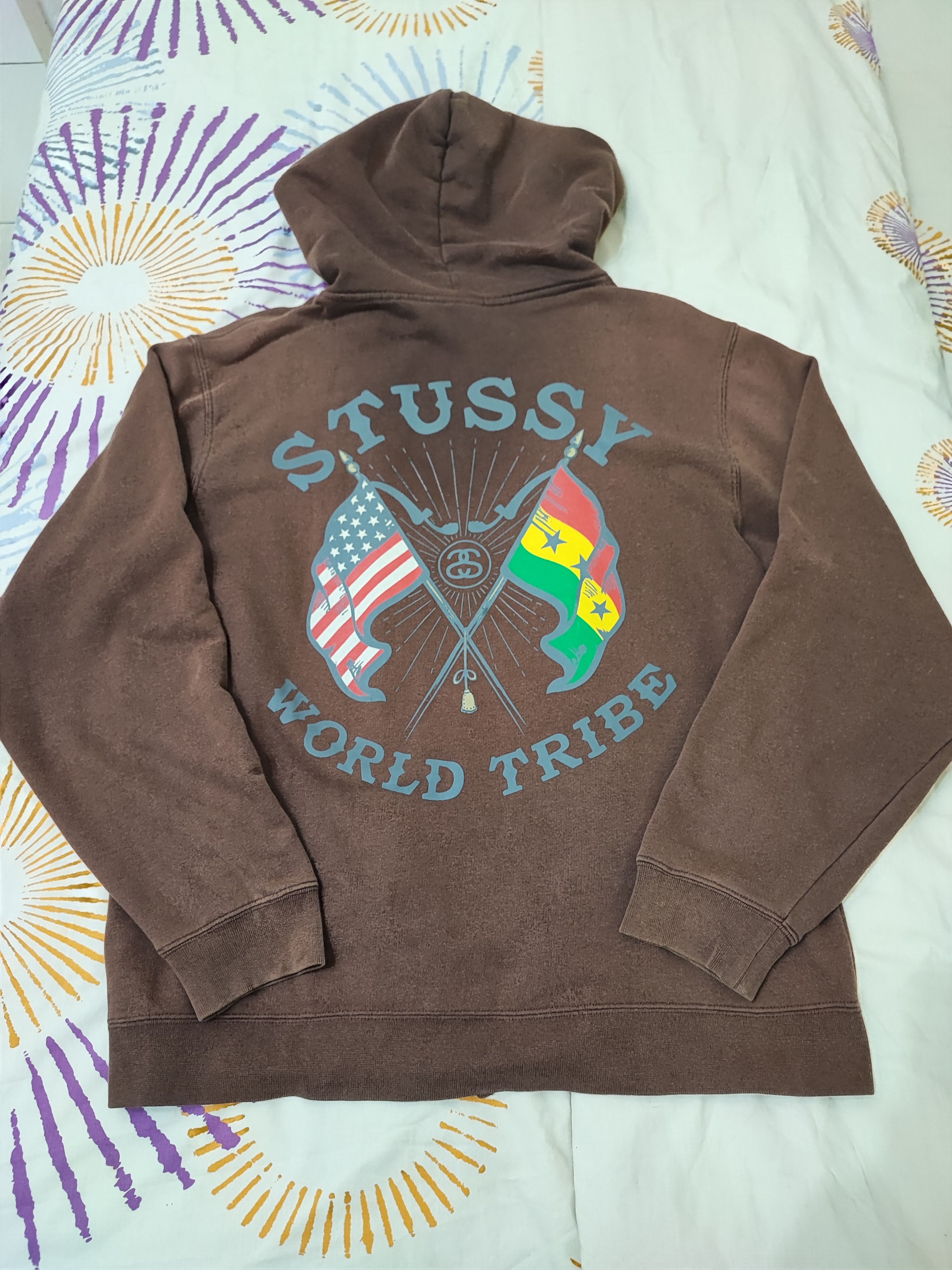 Vintage Vintage Stussy World Tribe Back Hit Zipper Hoodie Size US L / EU 52-54 / 3 - 4 Thumbnail