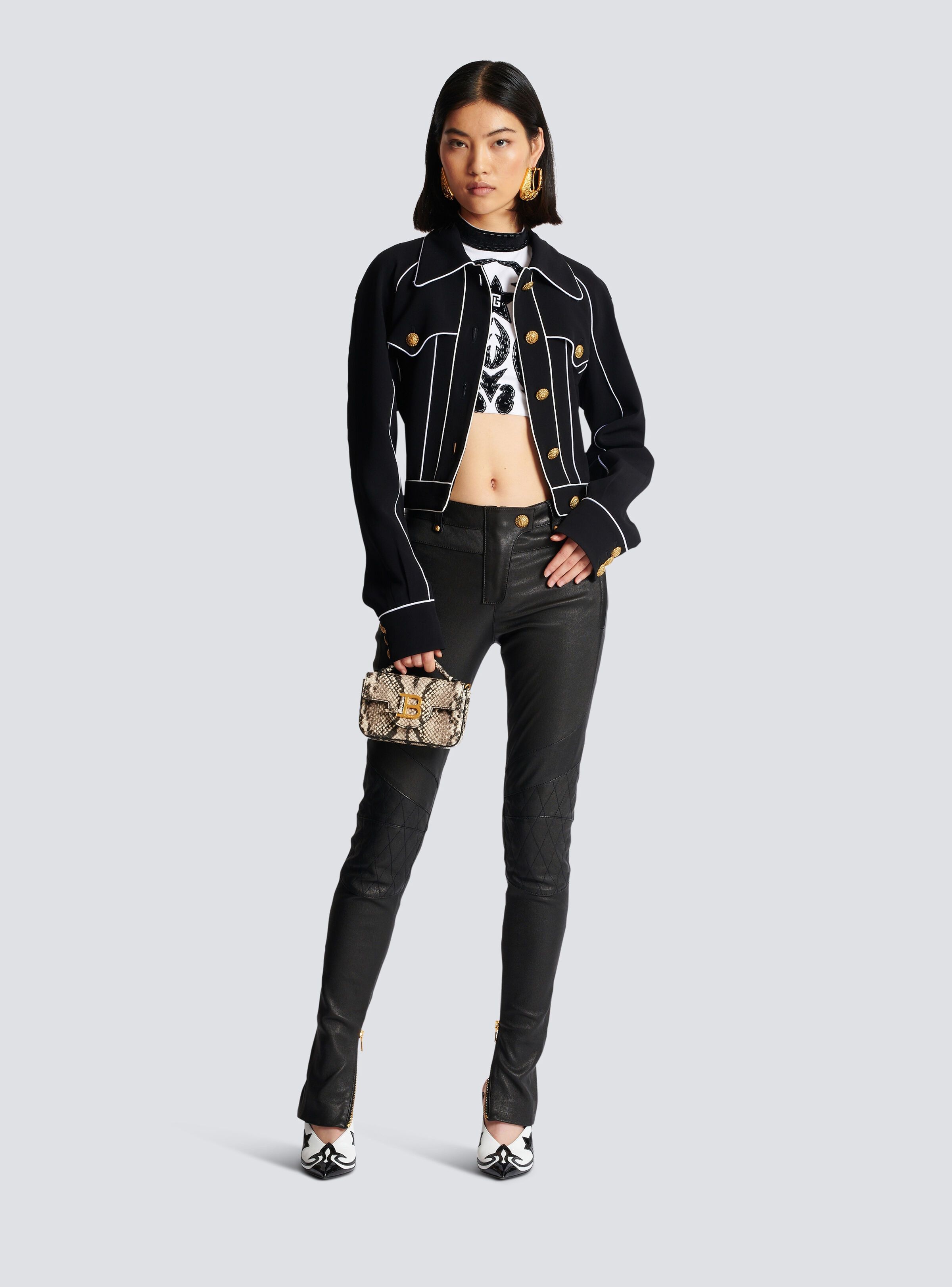 Balmain o1s1wg110825 Baroque Tank Top in Black/White Size S / US 4 / IT 40 - 8 Thumbnail
