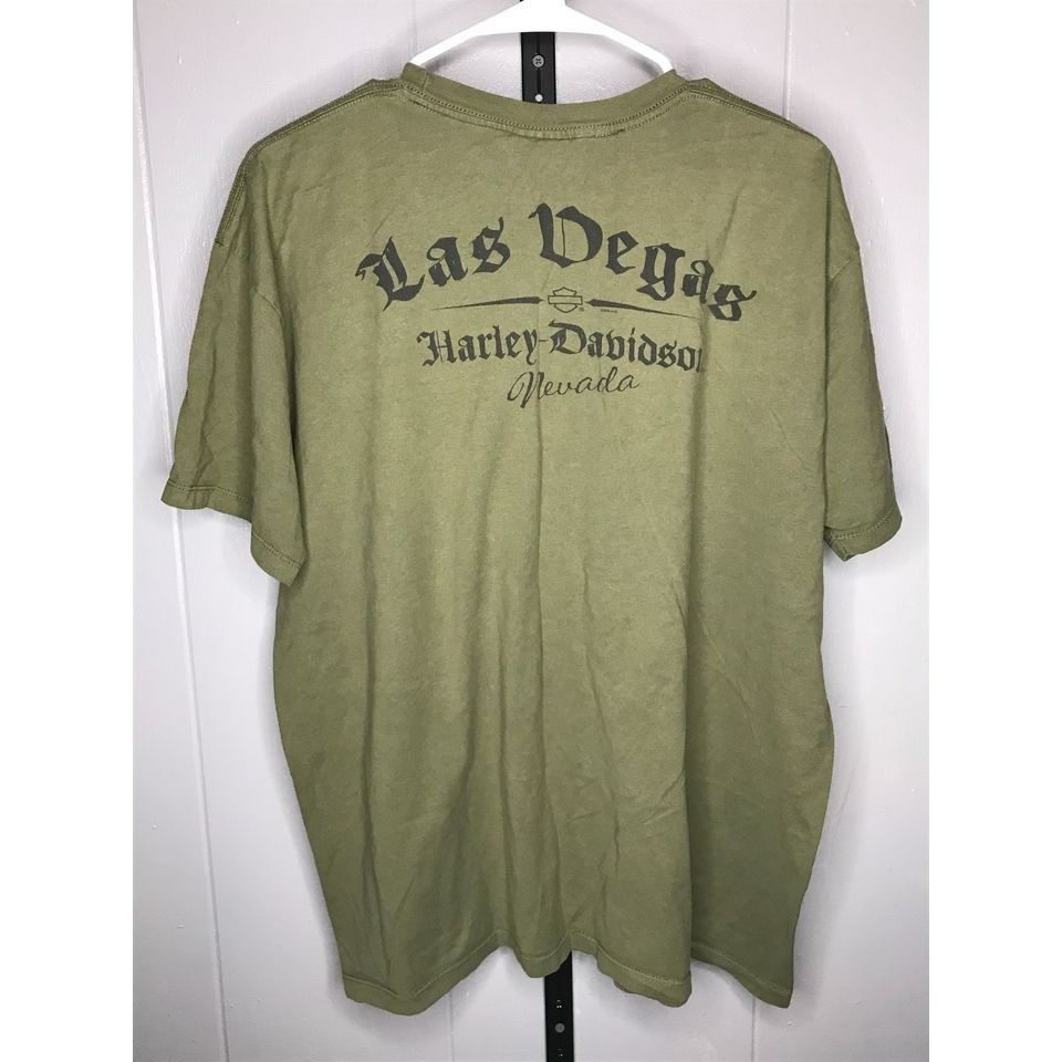 Harley Davidson Y2K Grunge Military Las Vegas Harley Davidson motorcycle t s Size US XL / EU 56 / 4 - 2 Thumbnail