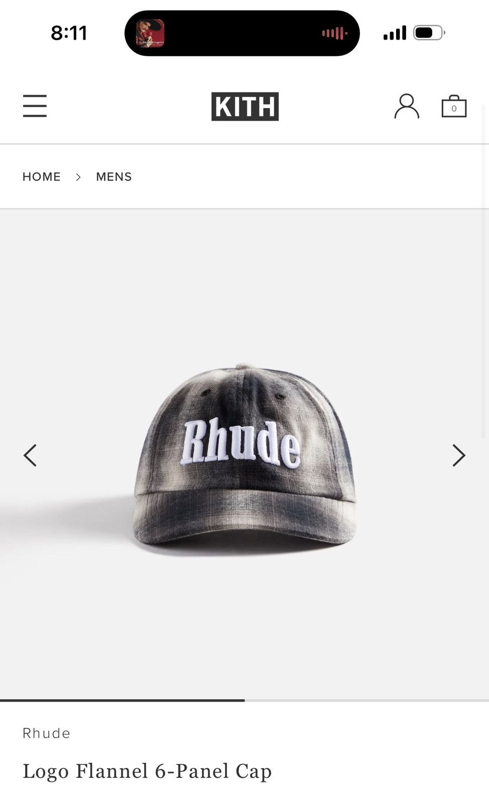 Rhude RHUDE Gray Flannel 6-Panel Cap Size ONE SIZE - 12 Thumbnail