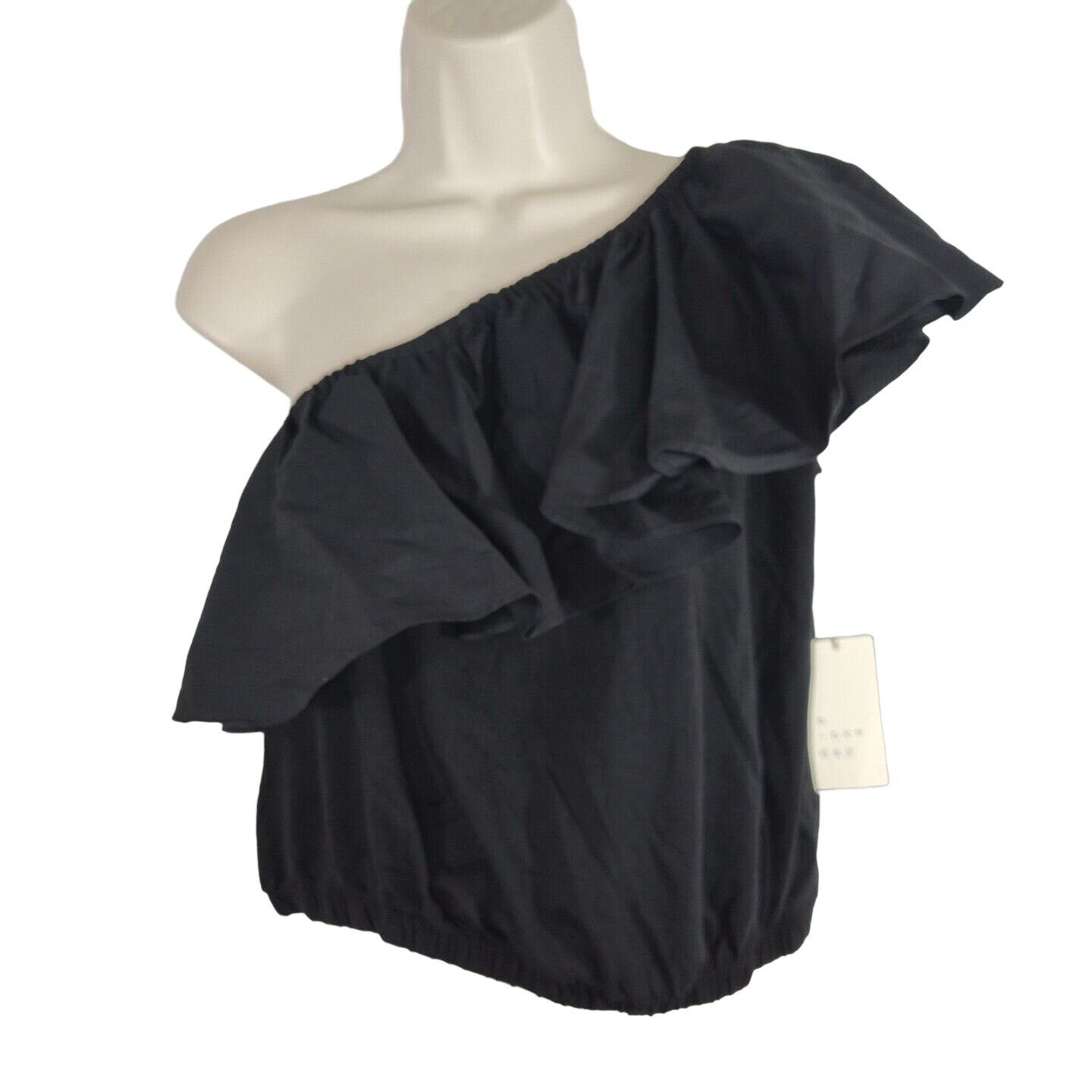 Other A New Day Black One Shoulder Crop Top Women Size XS Ruffle Size XS / US 0-2 / IT 36-38 - 1 Thumbnail
