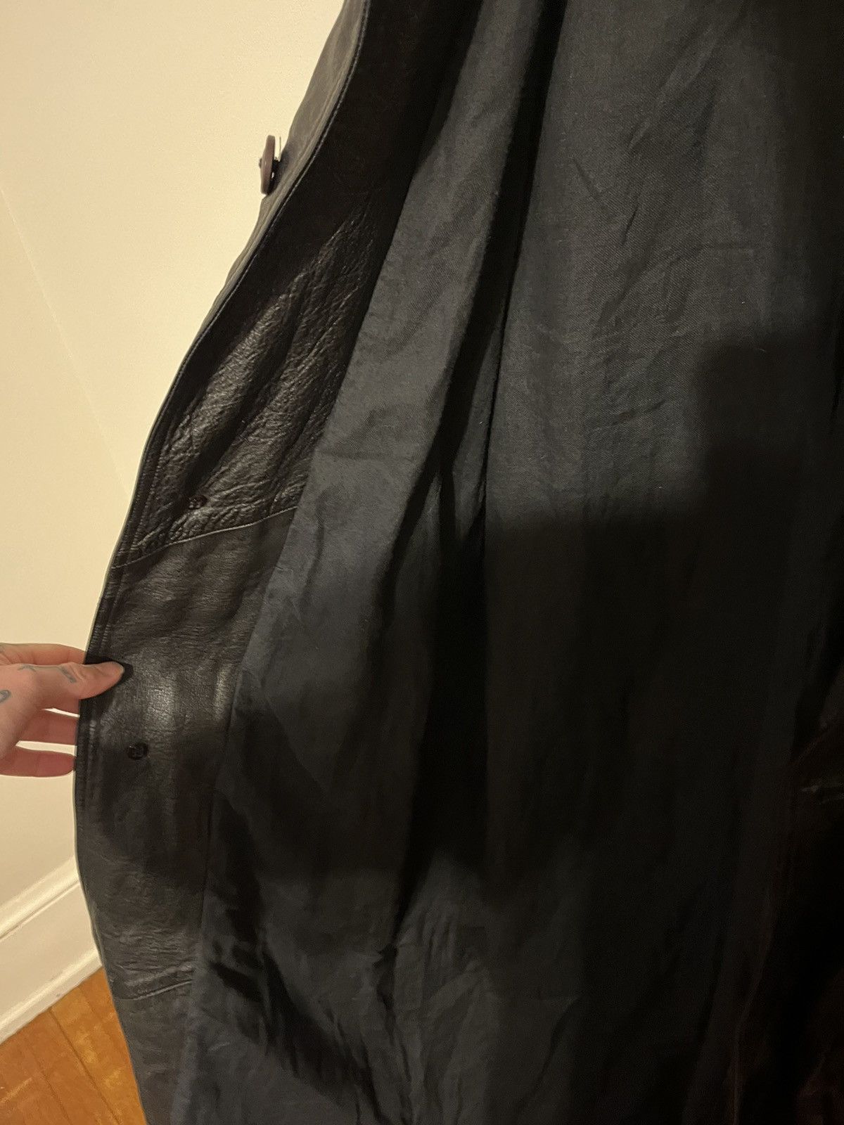 Genuine Leather CDP Made In Italy Black Leather Trench Coat Japanese Style🔥 Size US M / EU 48-50 / 2 - 9 Thumbnail