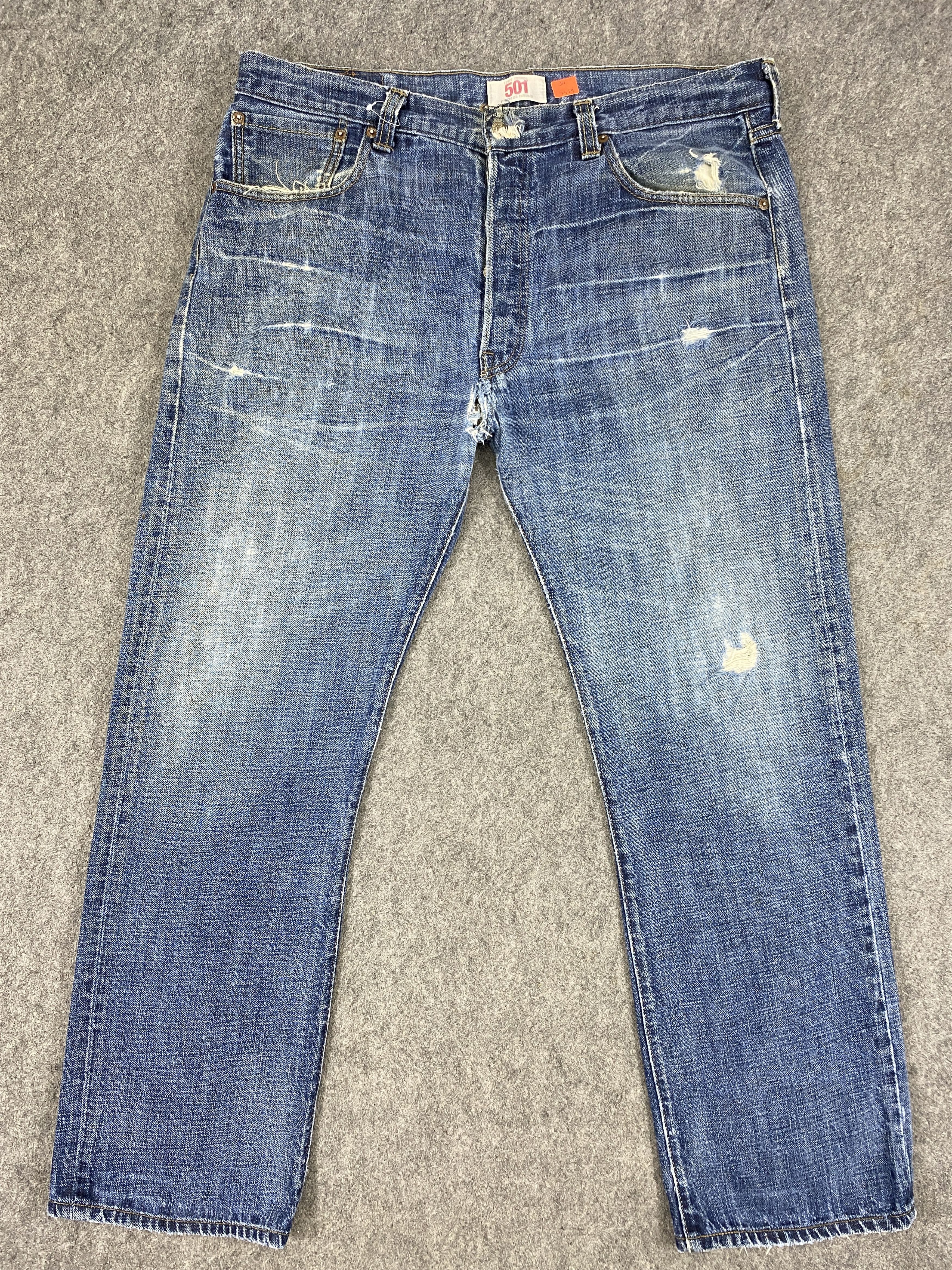 Levi's Distressed Blue Vintage Levi's 501 Jeans 37x30 Denim -JN2429 Size US 37 - 1 Thumbnail