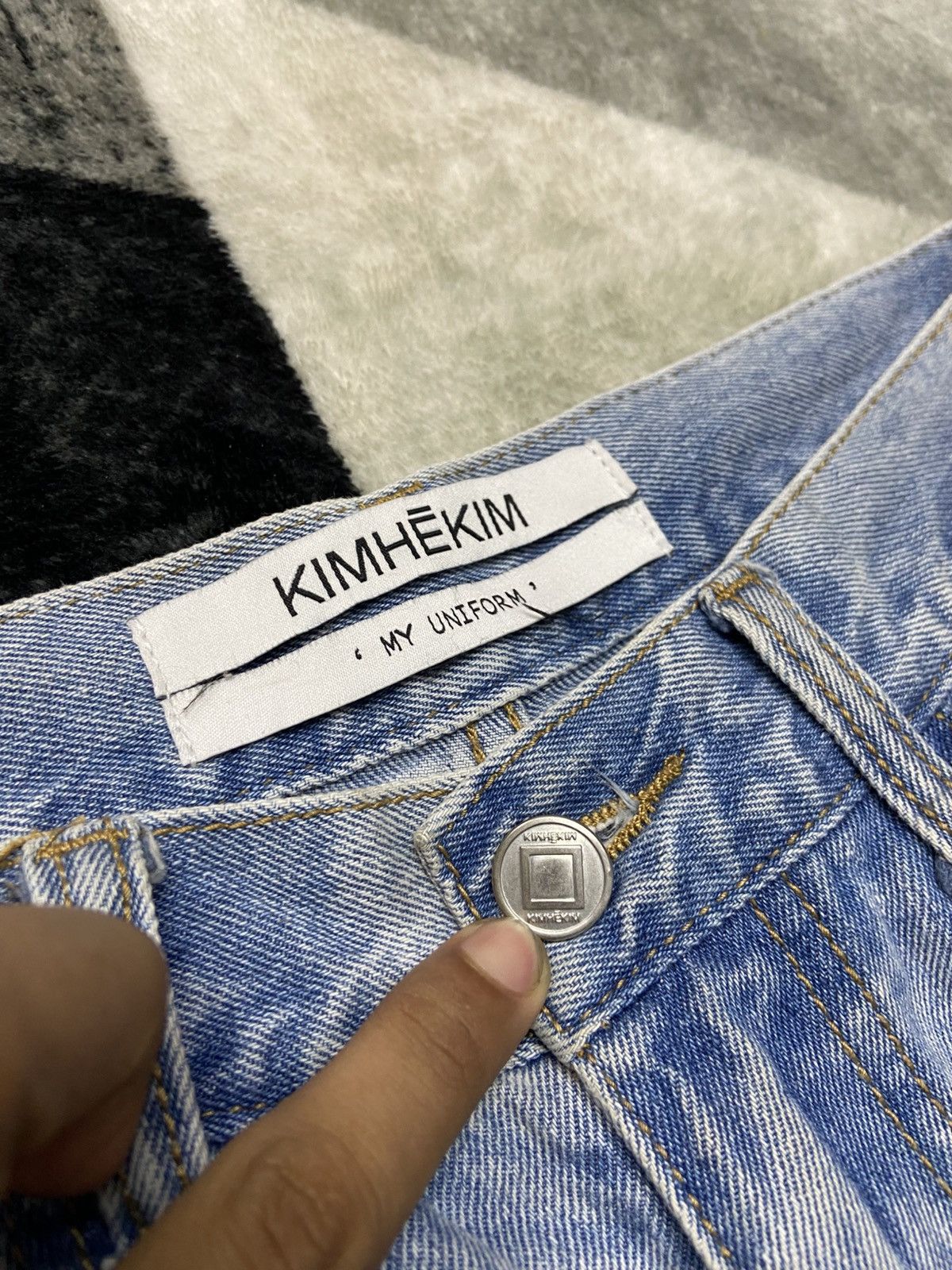 KIMHEKIM KIMHEKIM Heart Stample Sky Blue High Waist Jeans Size 31" - 4 Thumbnail