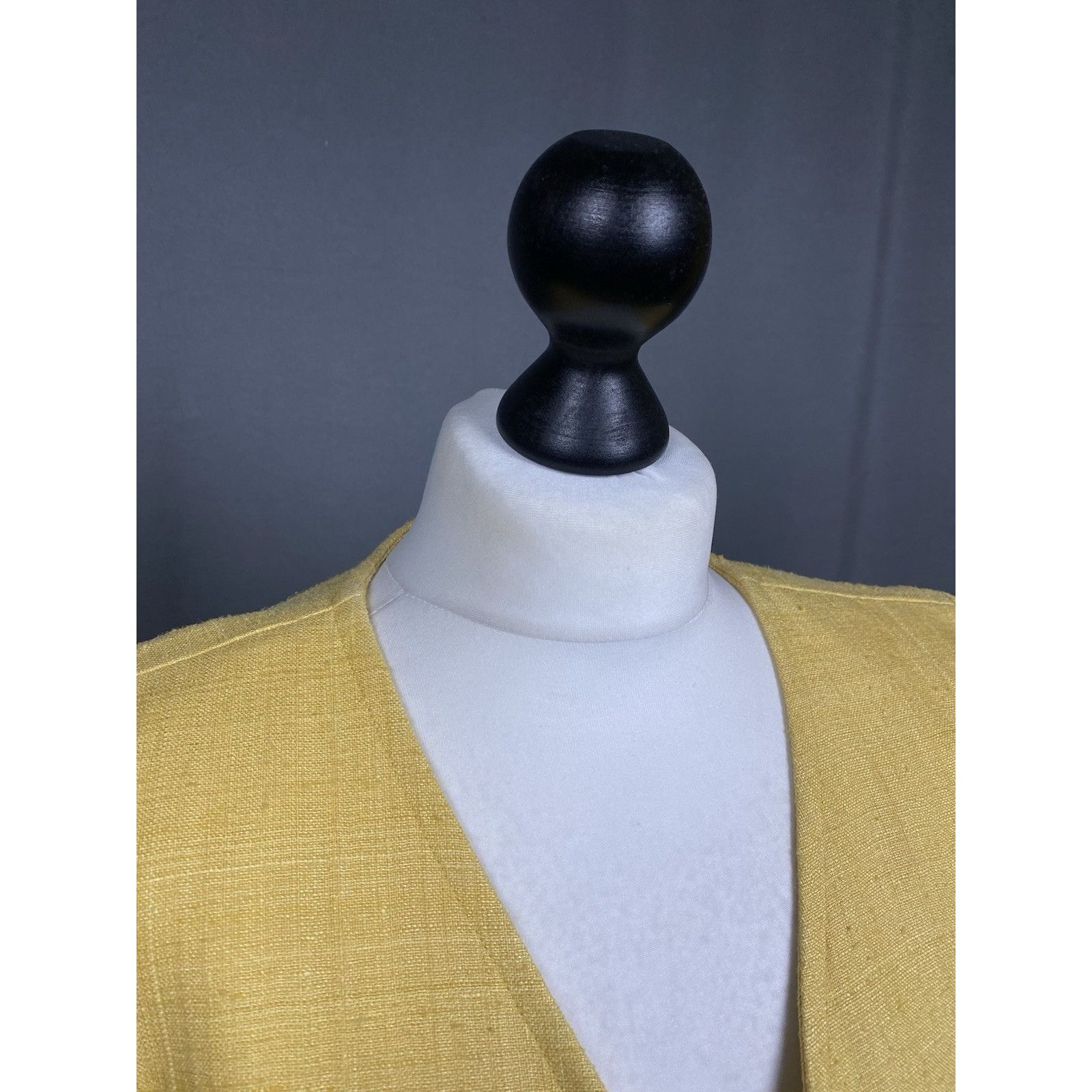Yves Saint Laurent YSL Variation Women's Yellow Silk Short Sleeve Blazer Jacket Size L / US 10 / IT 46 - 6 Thumbnail