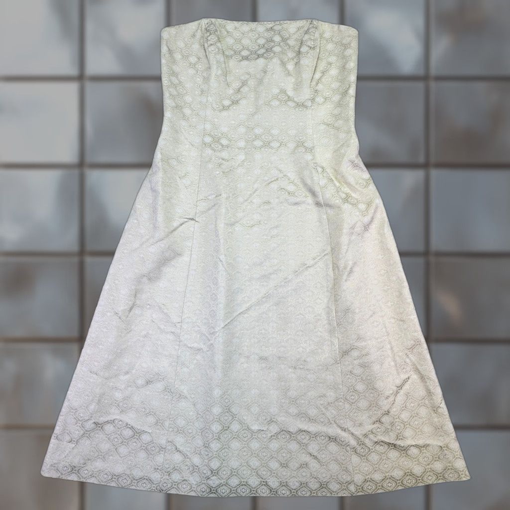 White House Black Market White House Black Market Dress Women's 6 A-Line Strapless Jacquard Pattern Midi White Geometric Party Cocktail Formal Womens Size M / US 6-8 / IT 42-44 - 1 Thumbnail