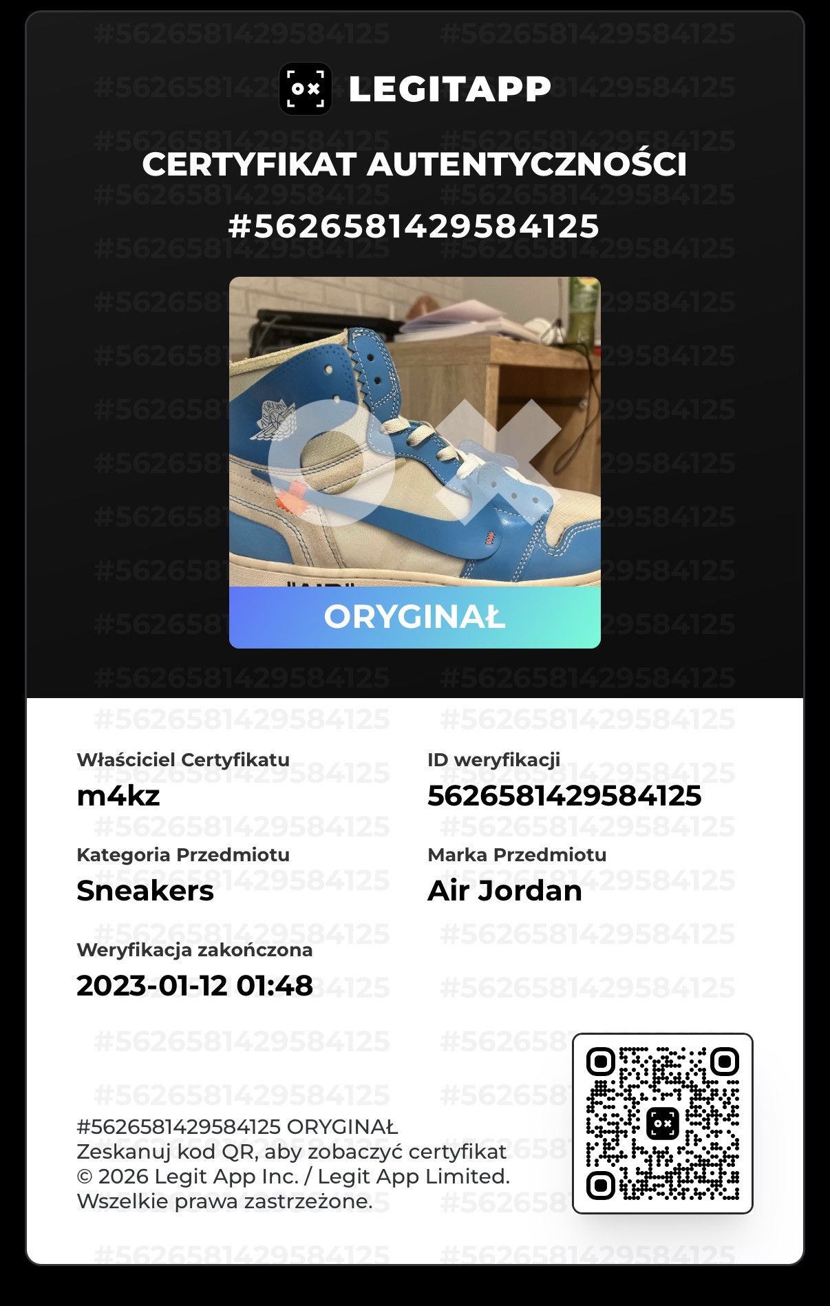 Jordan Brand × Off-White Nike Air Jordan 1 High Off White Unc SIZE US 12 Size US 12 / EU 45 - 6 Thumbnail