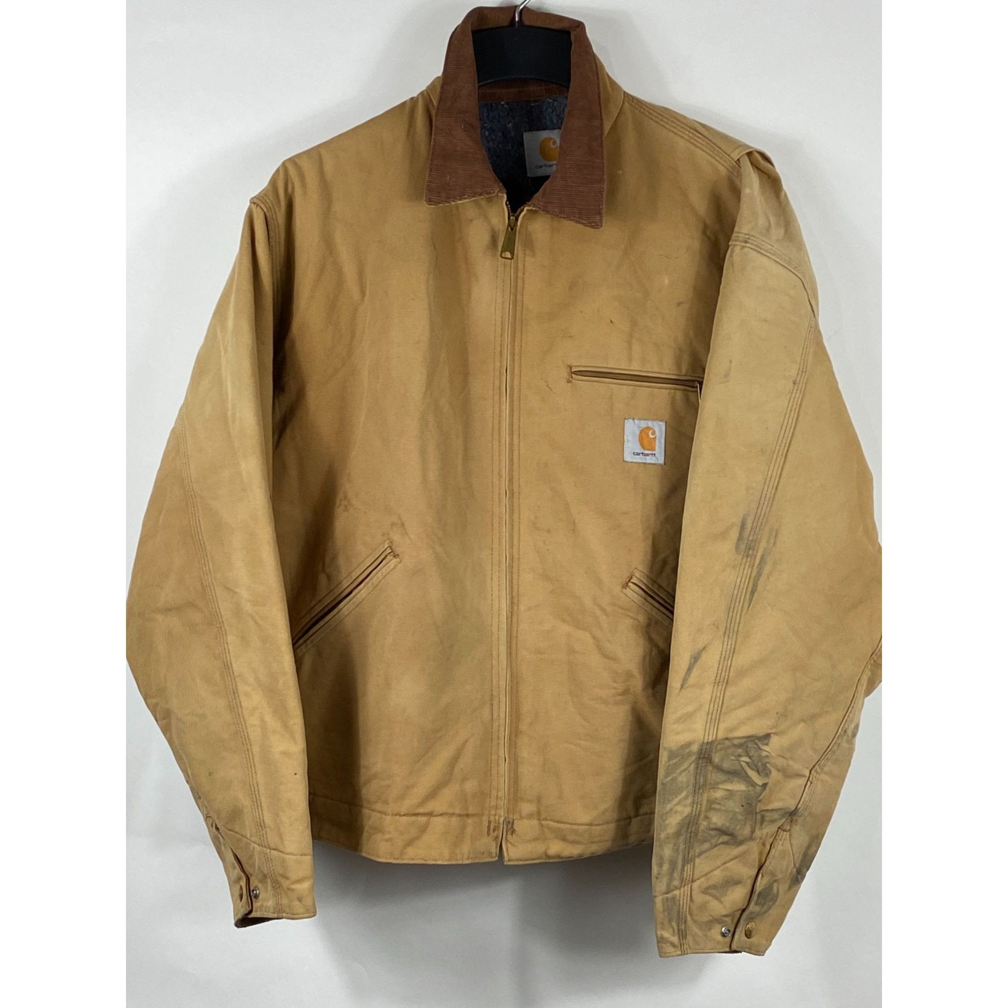 image of Carhartt Blanket Lined Corduroy Collar Canvas Full Zip Detro in Tan, Men's (Size XL)