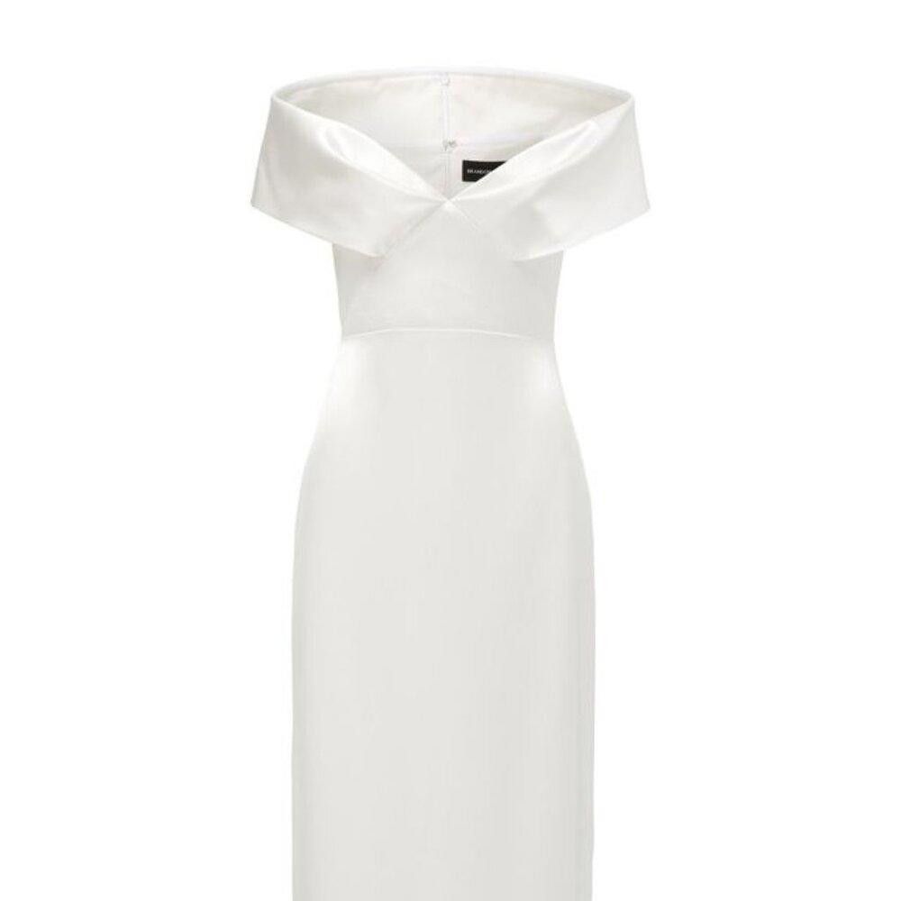 Designer NWT Brandon Maxwell Bridal Silk Off-The-Shoulder Gown Size S / US 4 / IT 40 - 2 Thumbnail