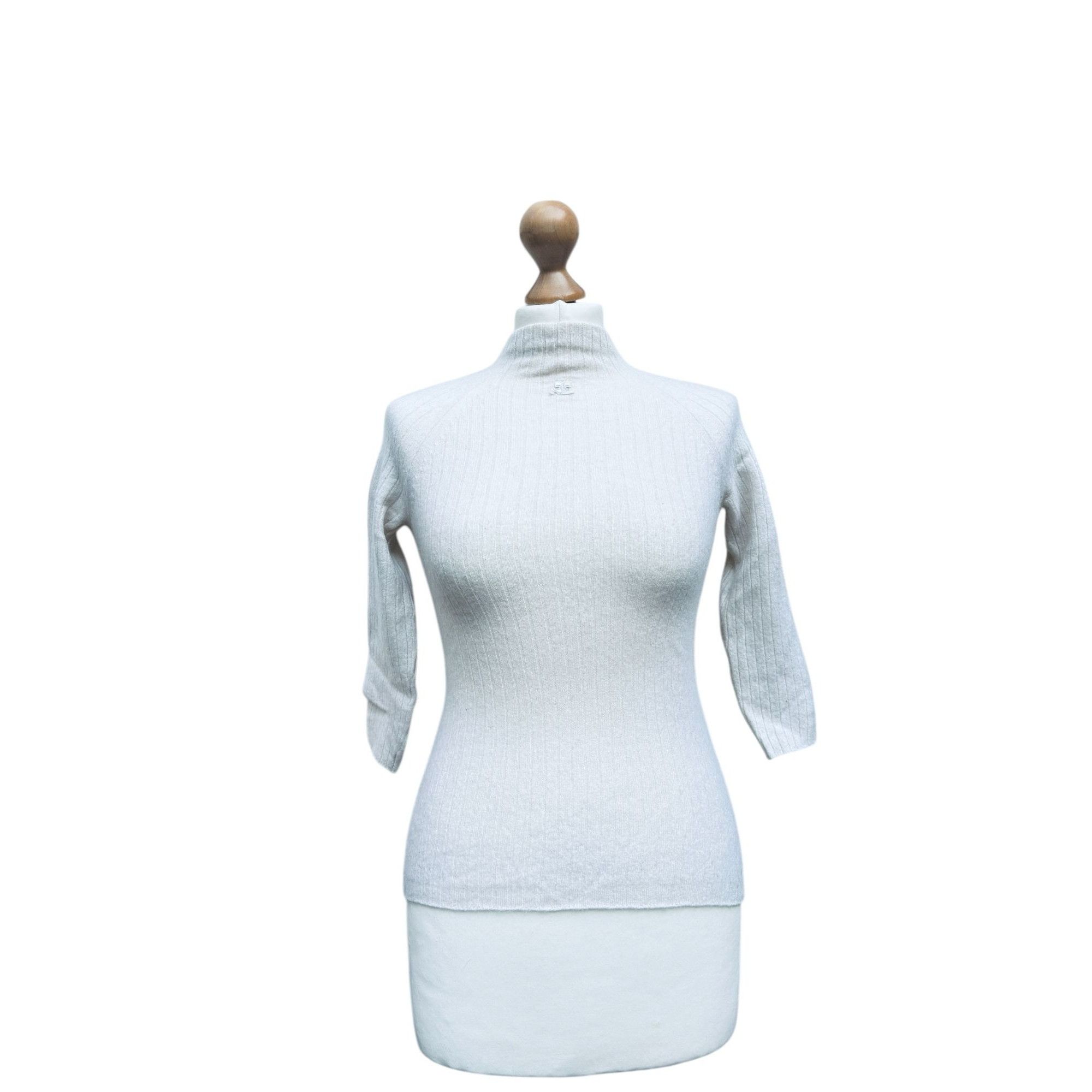 Courreges White Knitted Cashmere Top Size S / US 4 / IT 40 - 1 Thumbnail