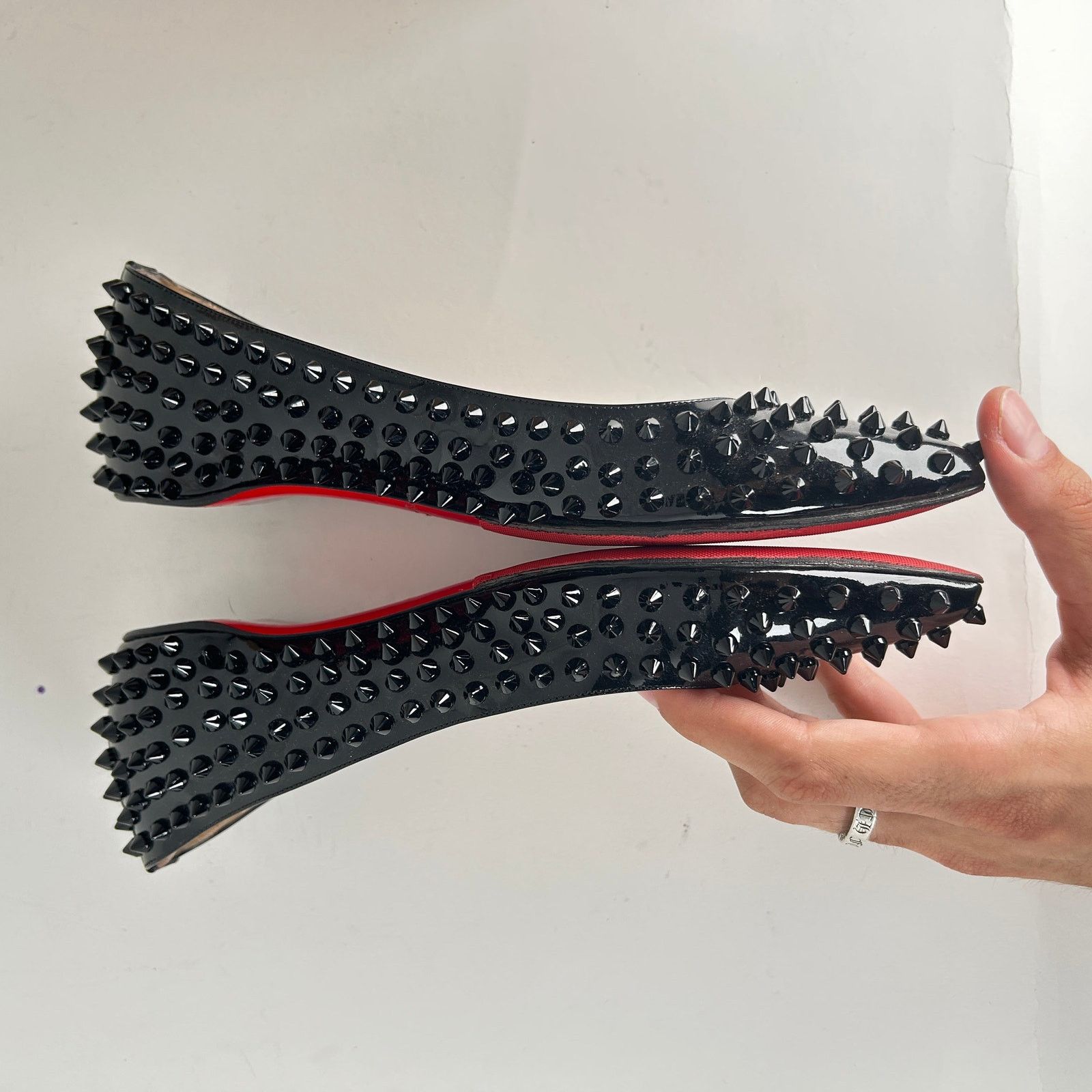 Christian Louboutin Christian Louboutin Black Patent Studded Flats Size 38 Size US 8 / IT 38 - 5 Thumbnail