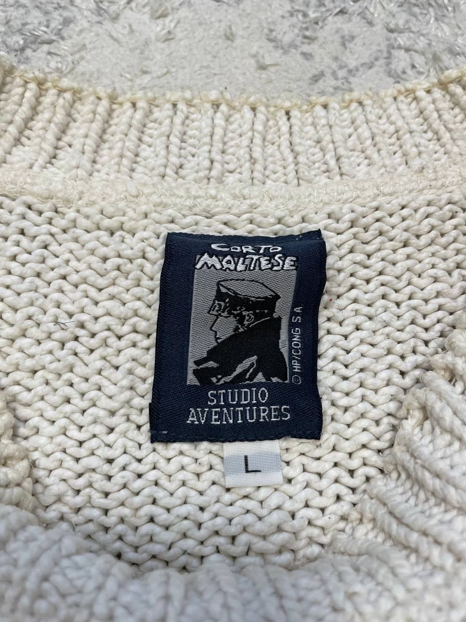 Other Vintage Corto Maltese Wool Sweater Loose Knit Cream Art Knit Size US L / EU 52-54 / 3 - 12 Thumbnail