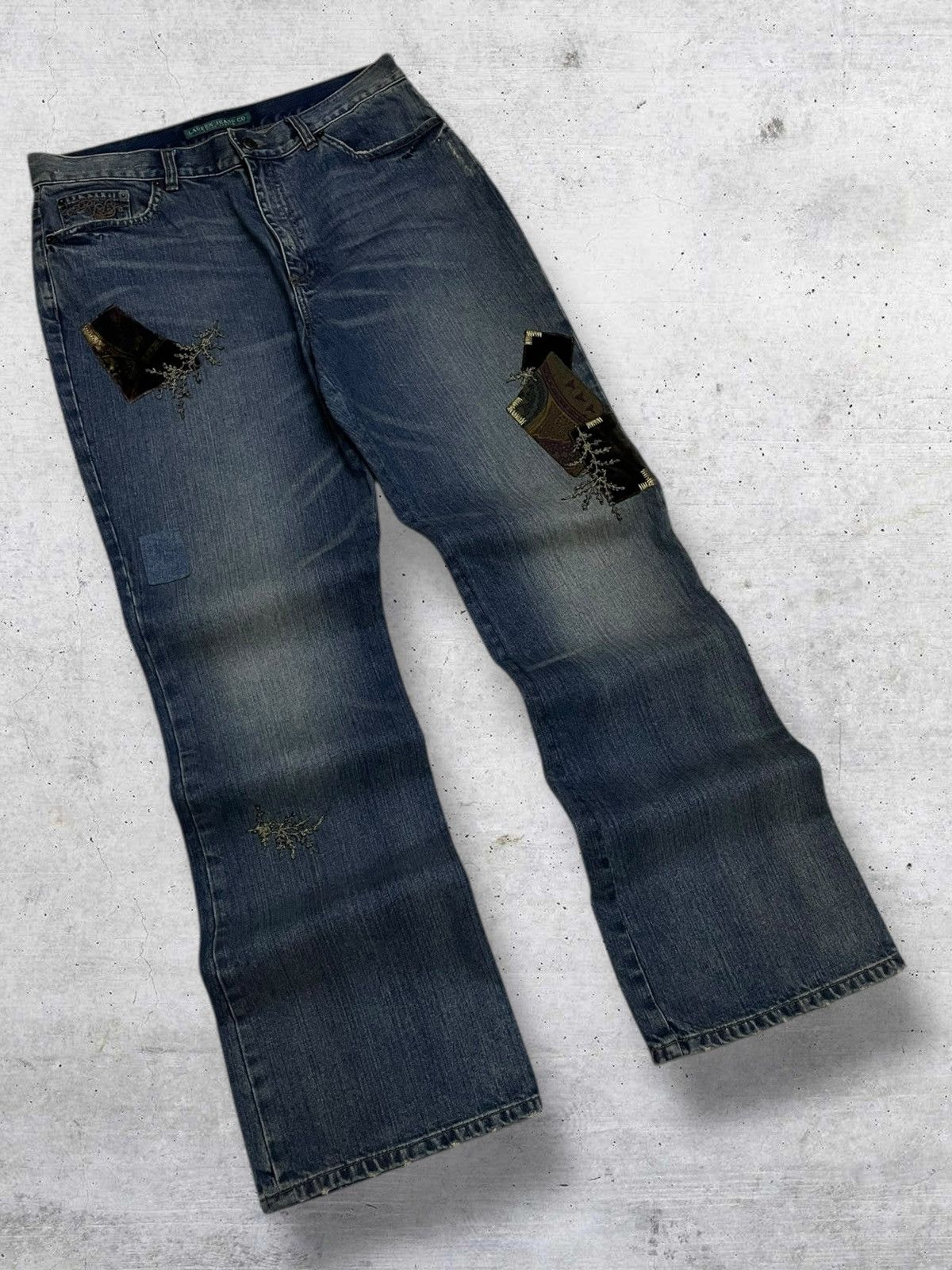 Ralph Lauren RALPH LAUREN 1990S DESIGNER FLARE PATCHWORK 0G STREET DENIM Size US 32 / EU 48 - 2 Thumbnail
