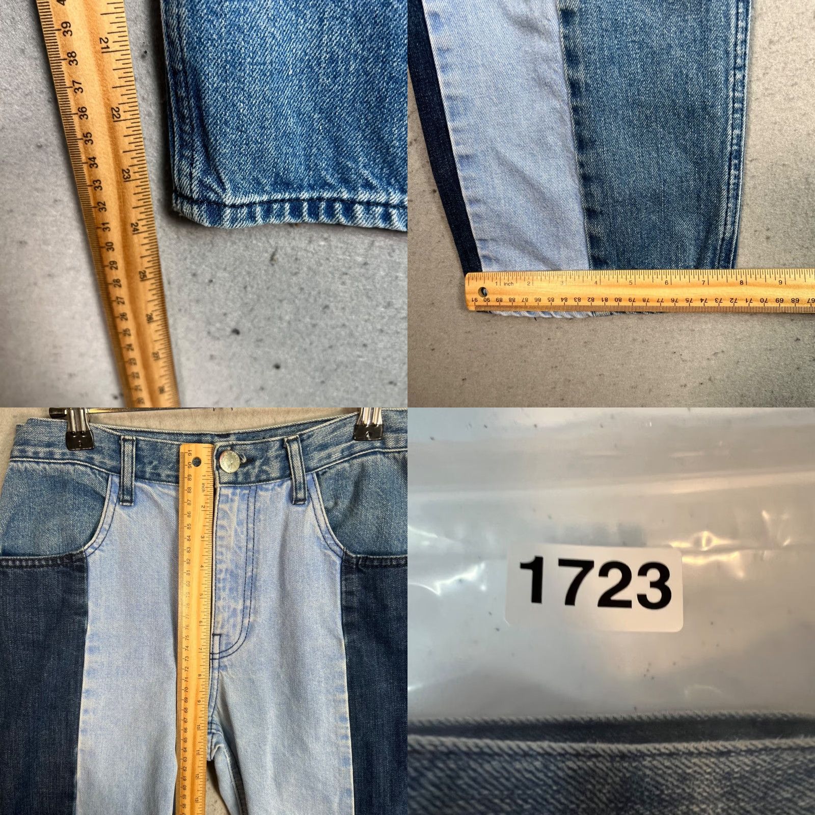 Vintage Uterque Jeans Womens Patchwork Denim High Waist Straight Leg Size 28 Blue Cotton 5-Pocket Denim Jeans Womens Band Size 28" / US 6 / IT 42 - 8 Thumbnail