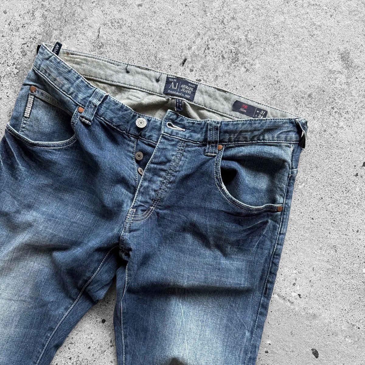 Armani × Emporio Armani Armani Mens Blue Denim Jeans Slim J08 Casual Button Closure Size US 31 - 7 Thumbnail
