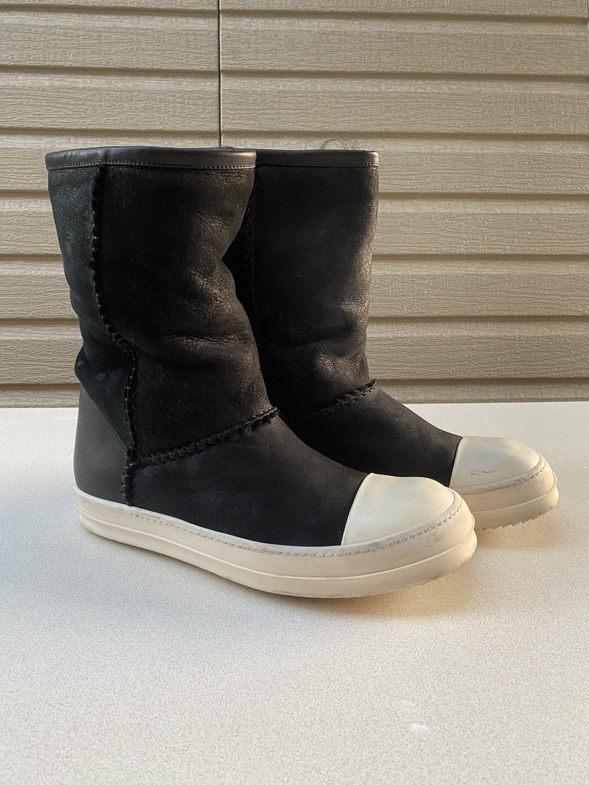 Pre-owned Rick Owens Mainline Ugg Ramones Shoes In Black