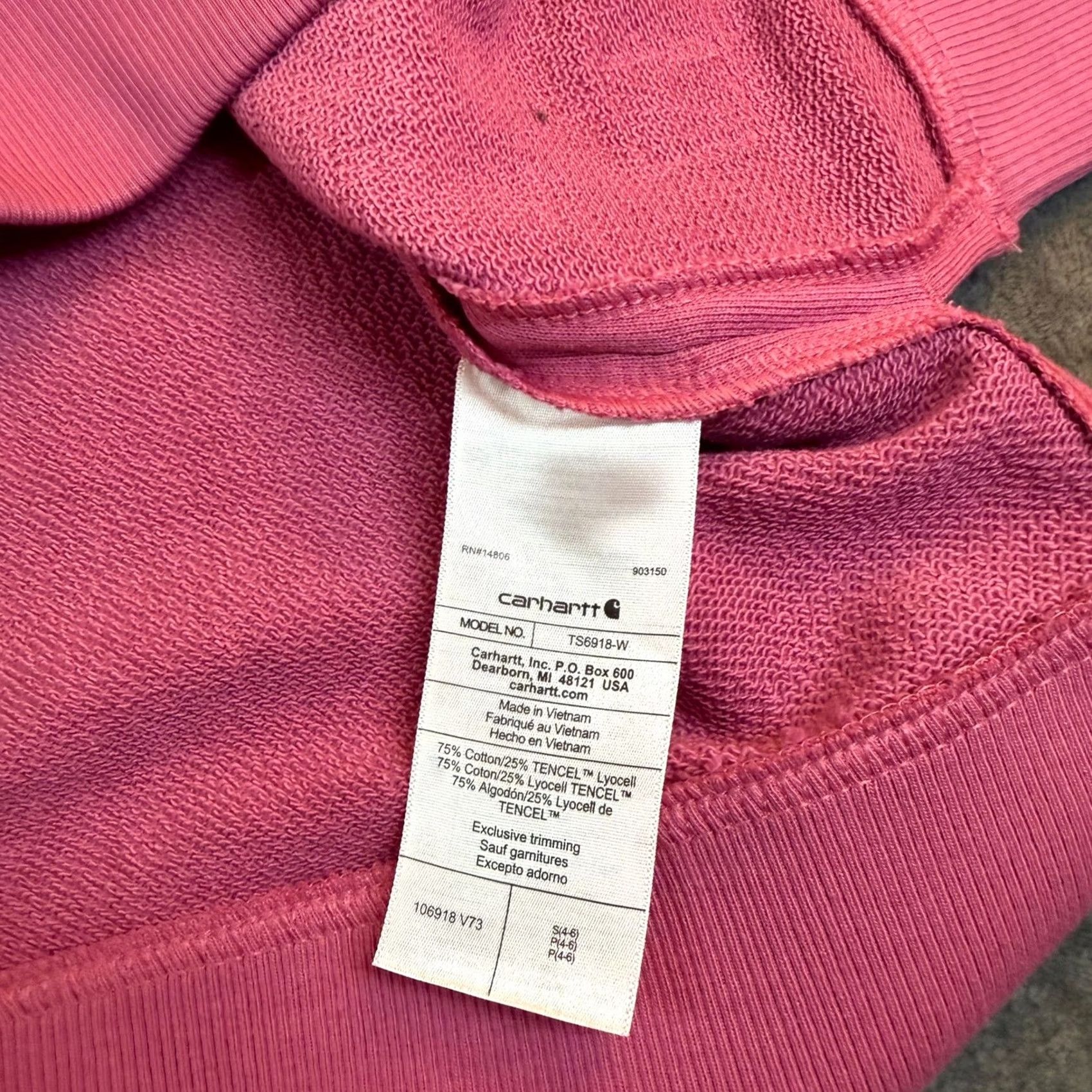 Carhartt VINTAGE Carhartt Hoodie Shirt Pink Womens S Pullover Hooded Graphic Logo Pockets Fall - Size S / US 4 / IT 40 - 5 Thumbnail