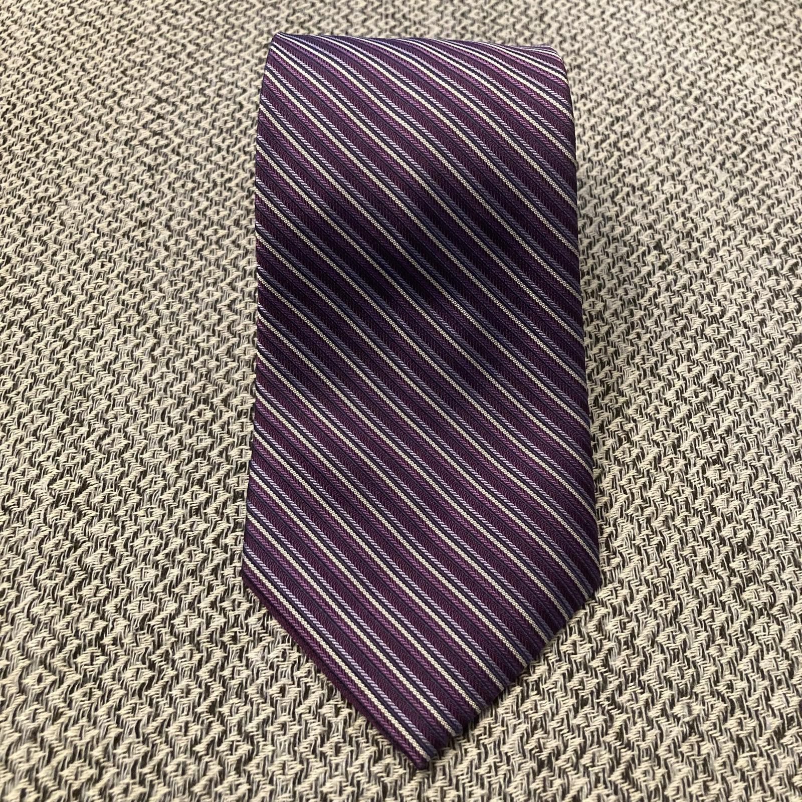 Calvin Klein Calvin Klein Purple Striped Silk Tie 58/3.5 Size ONE SIZE - 1 Thumbnail
