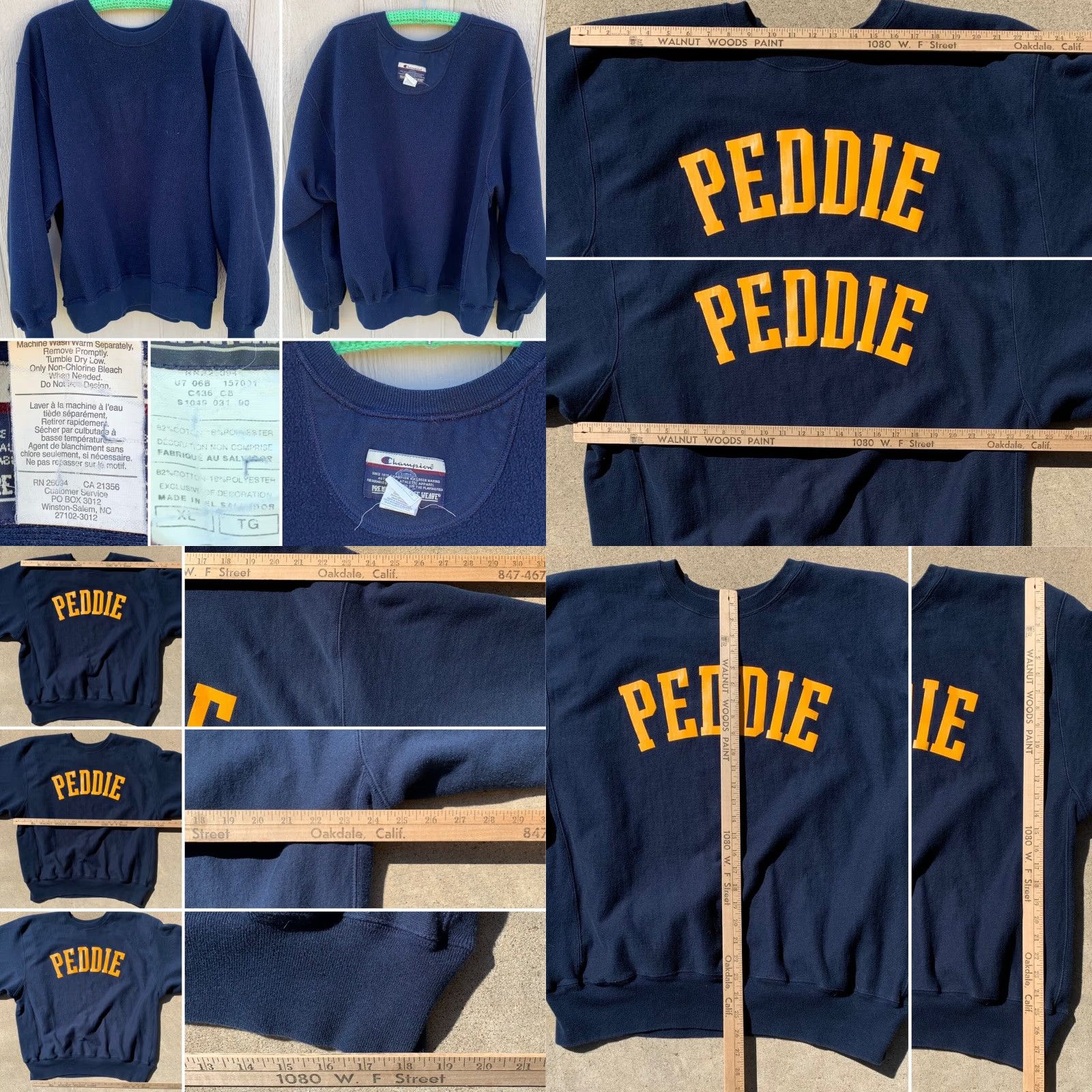 Champion VINTAGE PEDDIE Champion Reverse Weave XL Long Sleeve Pullover Sweatshirt Blue Men Regular Graphic Print School Pattern Size US XL / EU 56 / 4 - 8 Thumbnail