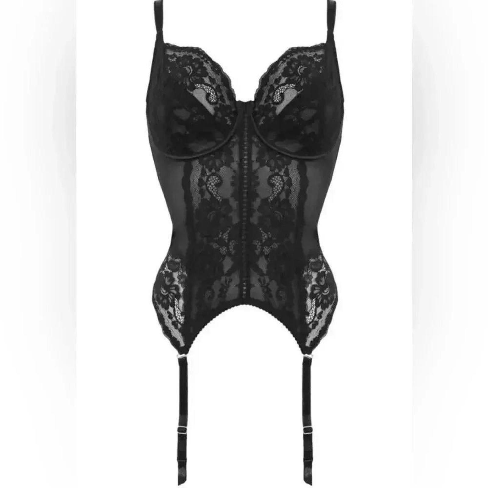 Designer Escante Black Lace Bodysuit with Bra Size ONE SIZE - 6 Thumbnail