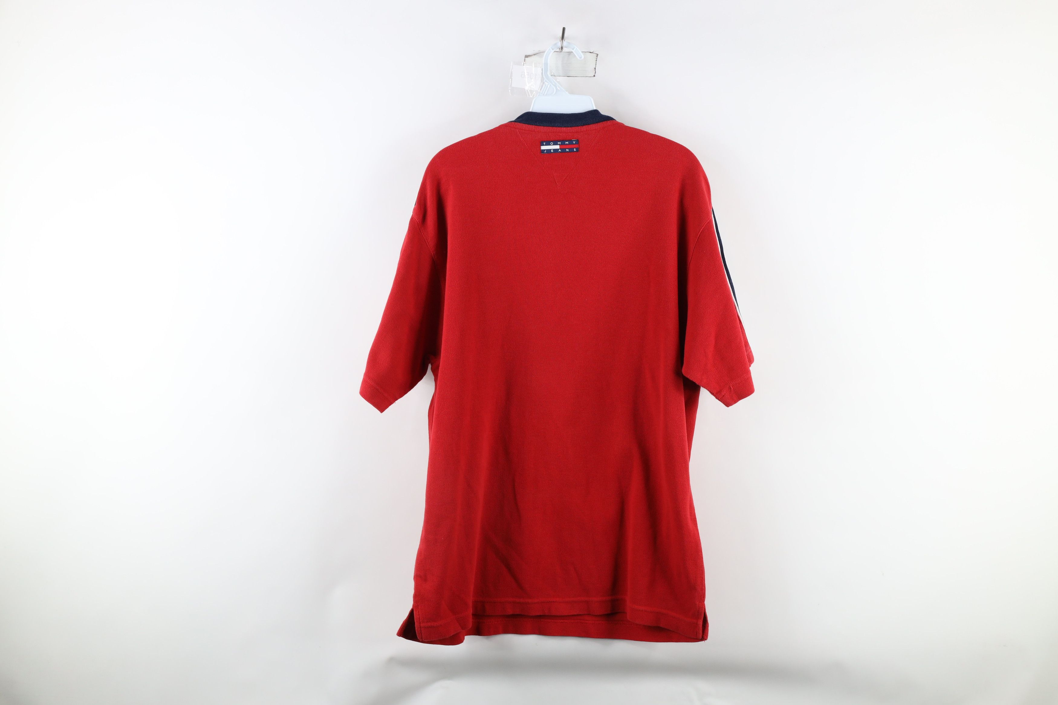 Tommy Hilfiger × Vintage Vintage 90s Tommy Hilfiger Waffle Knit Half Zip T-Shirt Size US L / EU 52-54 / 3 - 10 Thumbnail