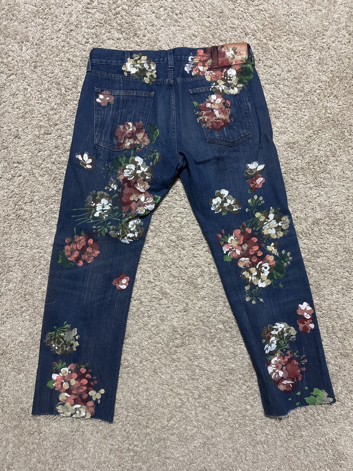 Gucci Hand Painted Floral Jeans Size US 32 / EU 48 - 2 Thumbnail