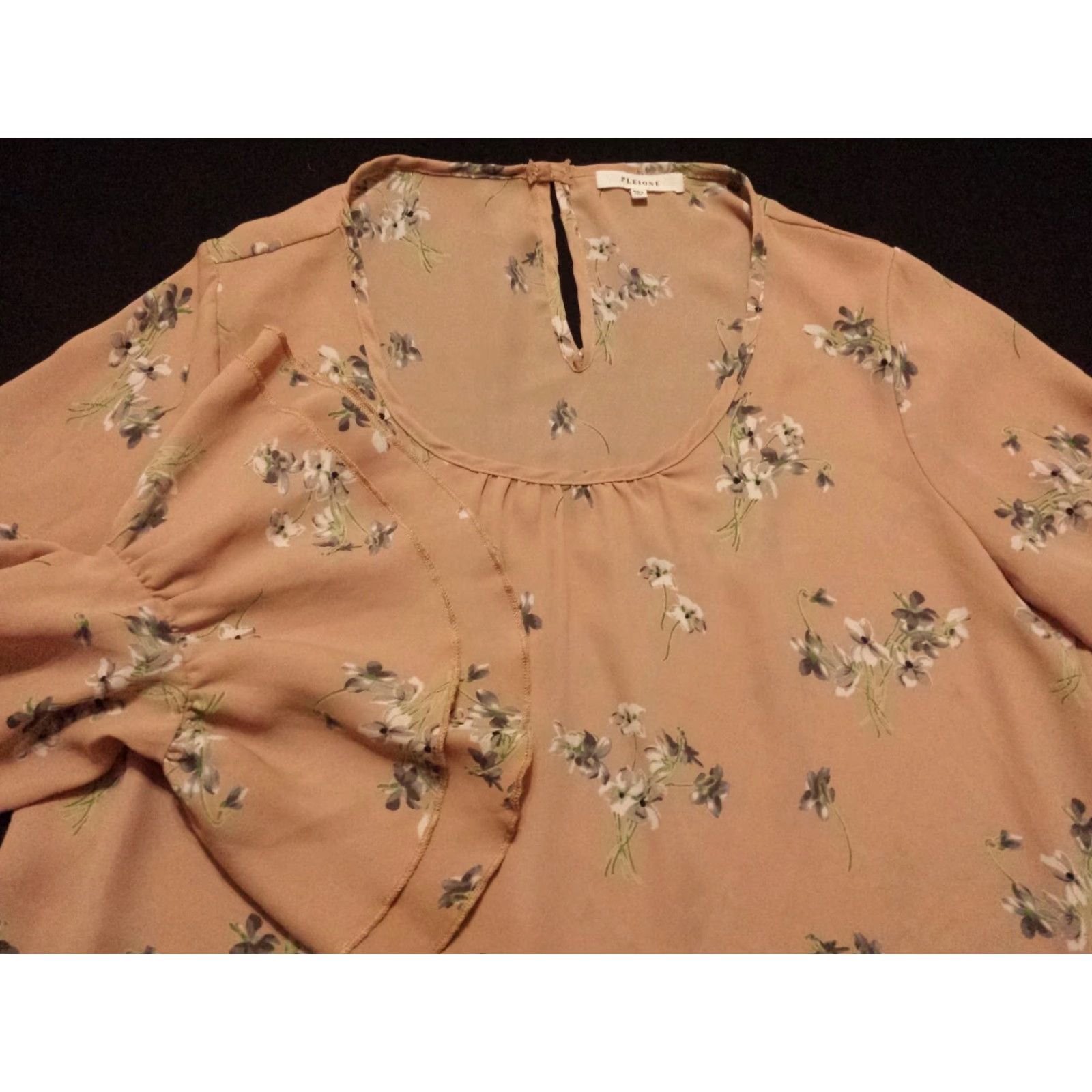Pinko VINTAGE Pleione Womens Shirt Blouse XS Long Sleeve Pink Floral Boho Bohemian Tunic Size XS / US 0-2 / IT 36-38 - 2 Thumbnail