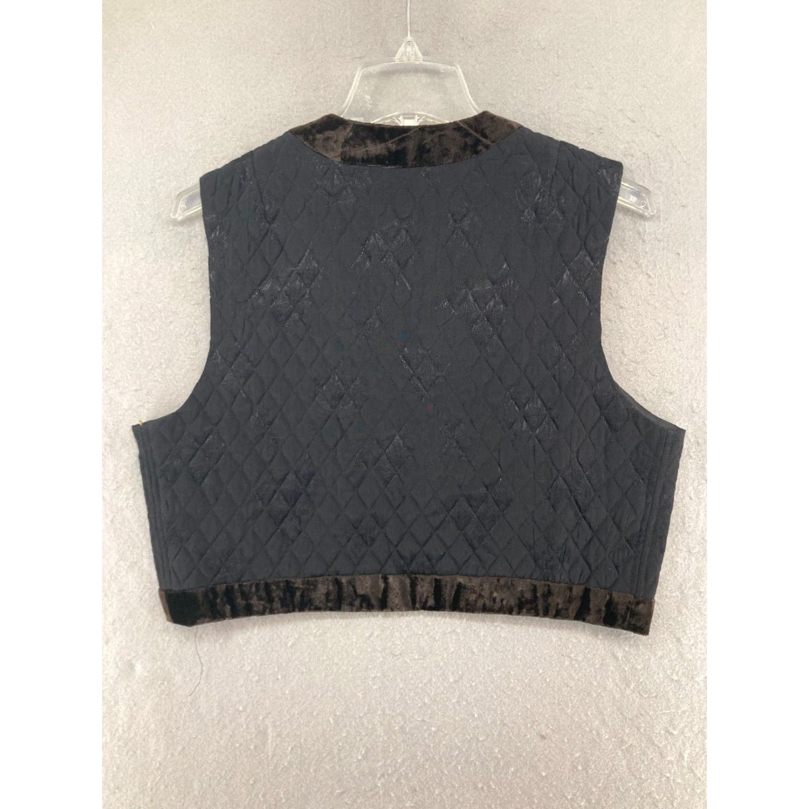 Velvet Hairston Roberson Womens Vest Medium Black Velvet Button USA Made NWT Size M / US 6-8 / IT 42-44 - 7 Thumbnail
