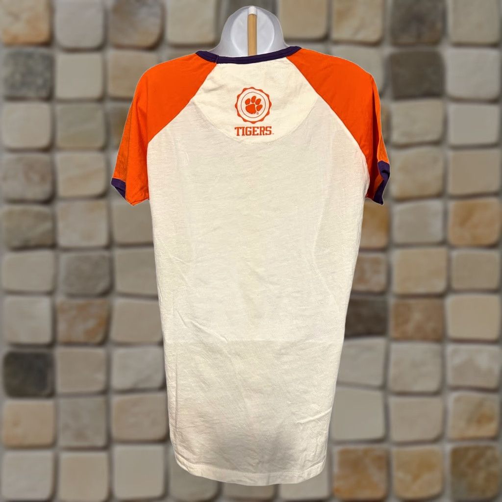 Vintage VINTAGE Clemson University Tigers Ringer Shirt Women Medium White Orange Press Box Size M / US 6-8 / IT 42-44 - 1 Thumbnail