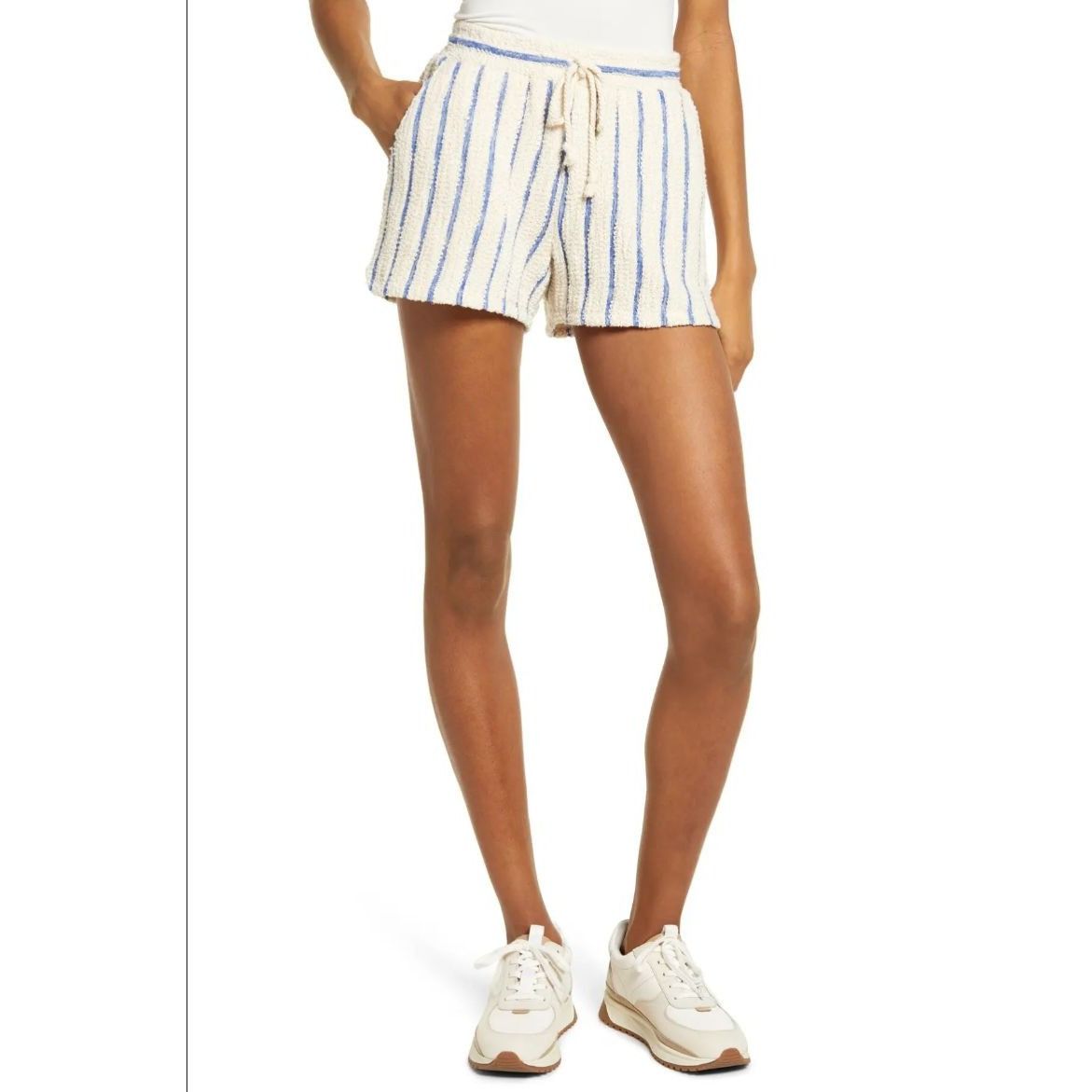 Faherty Faherty Pacífica Terry Shorts Stripes Cream Blue Pockets Dra Size 27" / US 4 / IT 40 - 1 Thumbnail