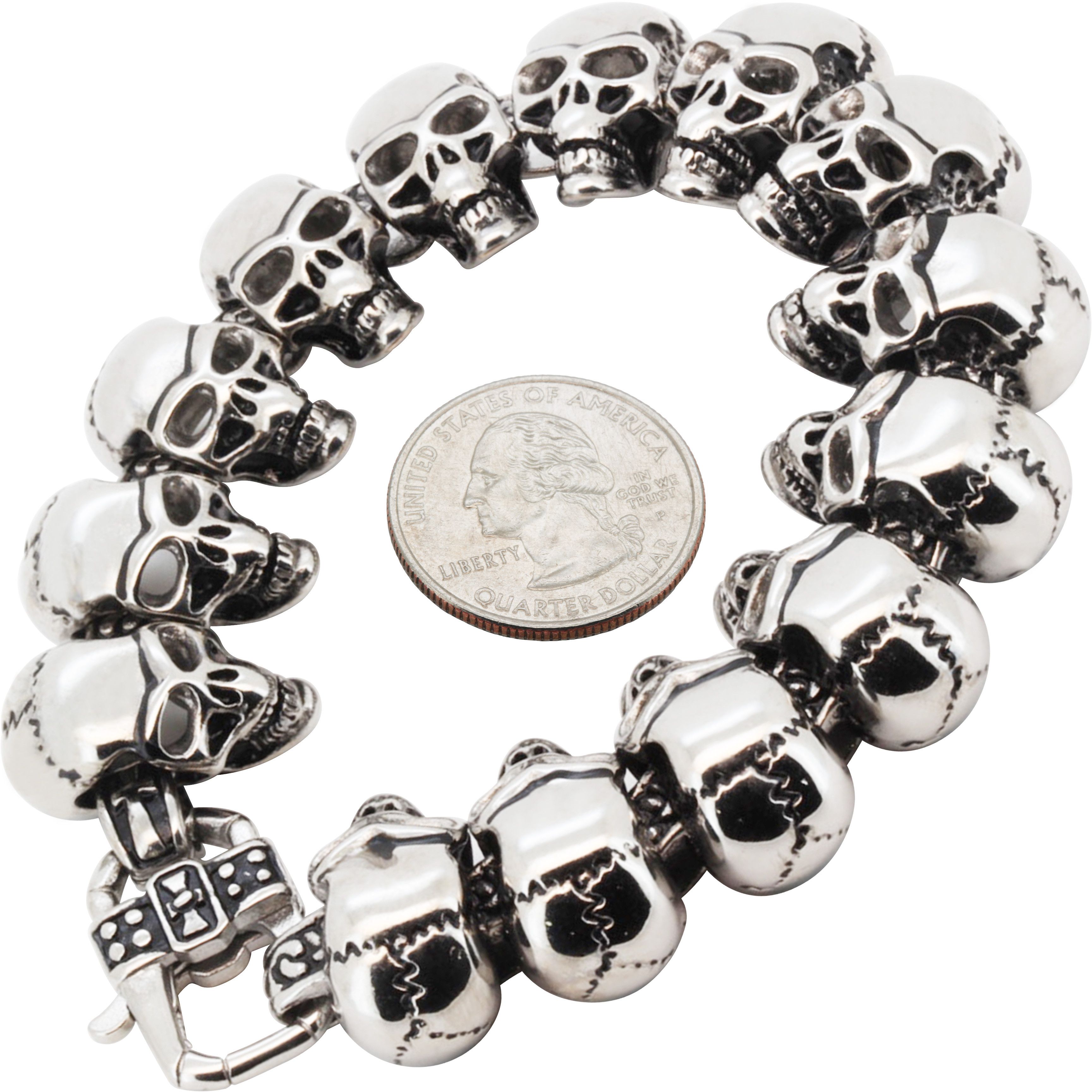 Other 316L Stainless Steel 23mm Skull Head Bracelet 8.5” Size ONE SIZE - 1 Thumbnail