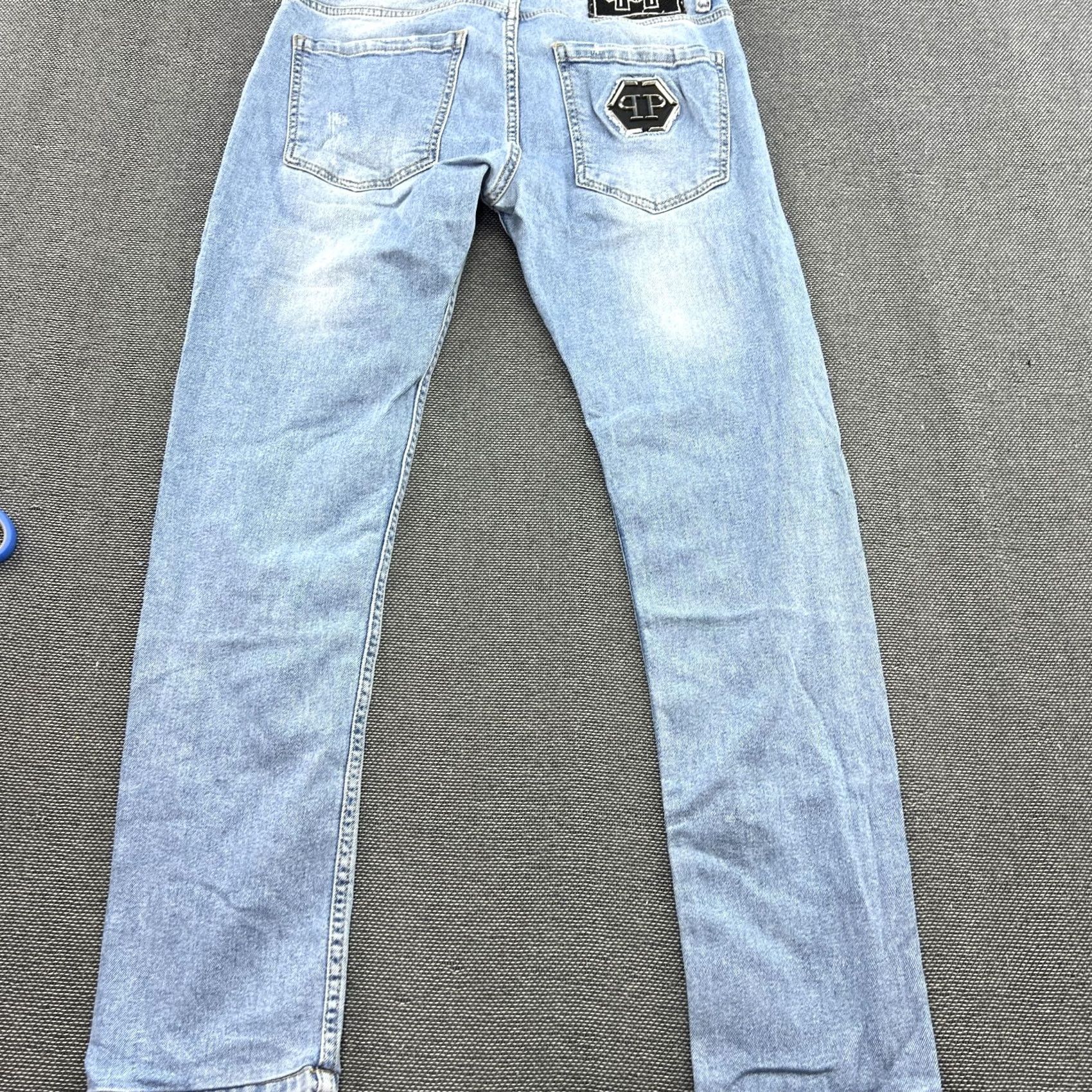 Philipp Plein Philipp Plein Jeans Mens W30 L28 Distressed Ripped Denim Blue Illegal Fight Club Straight 30 Blue Mens Jeans Size US 30 / EU 46 - 2 Thumbnail