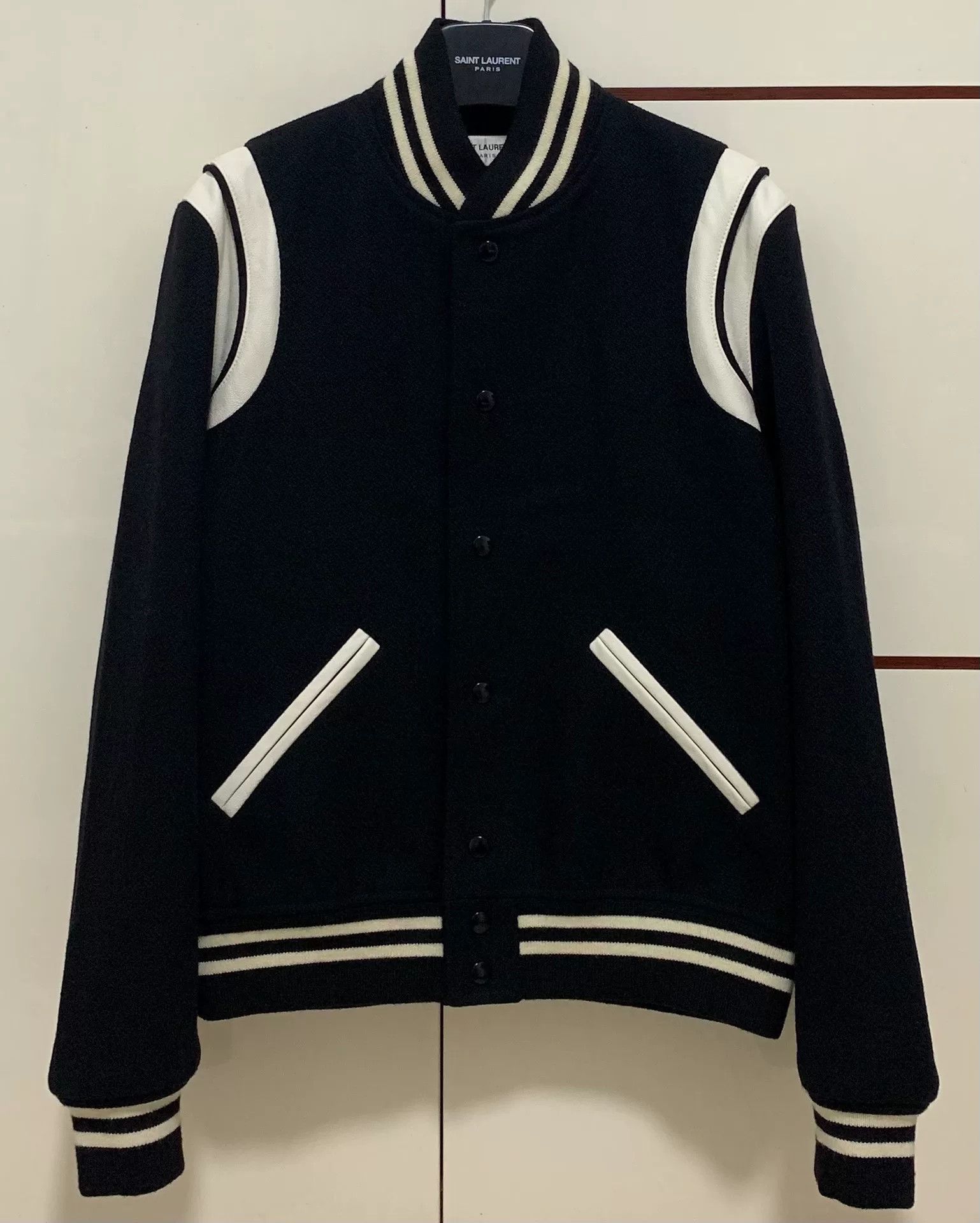 Saint Laurent Paris Saint Laurent Black and White Baseball Jacket Size US M / EU 48-50 / 2 - 1 Thumbnail