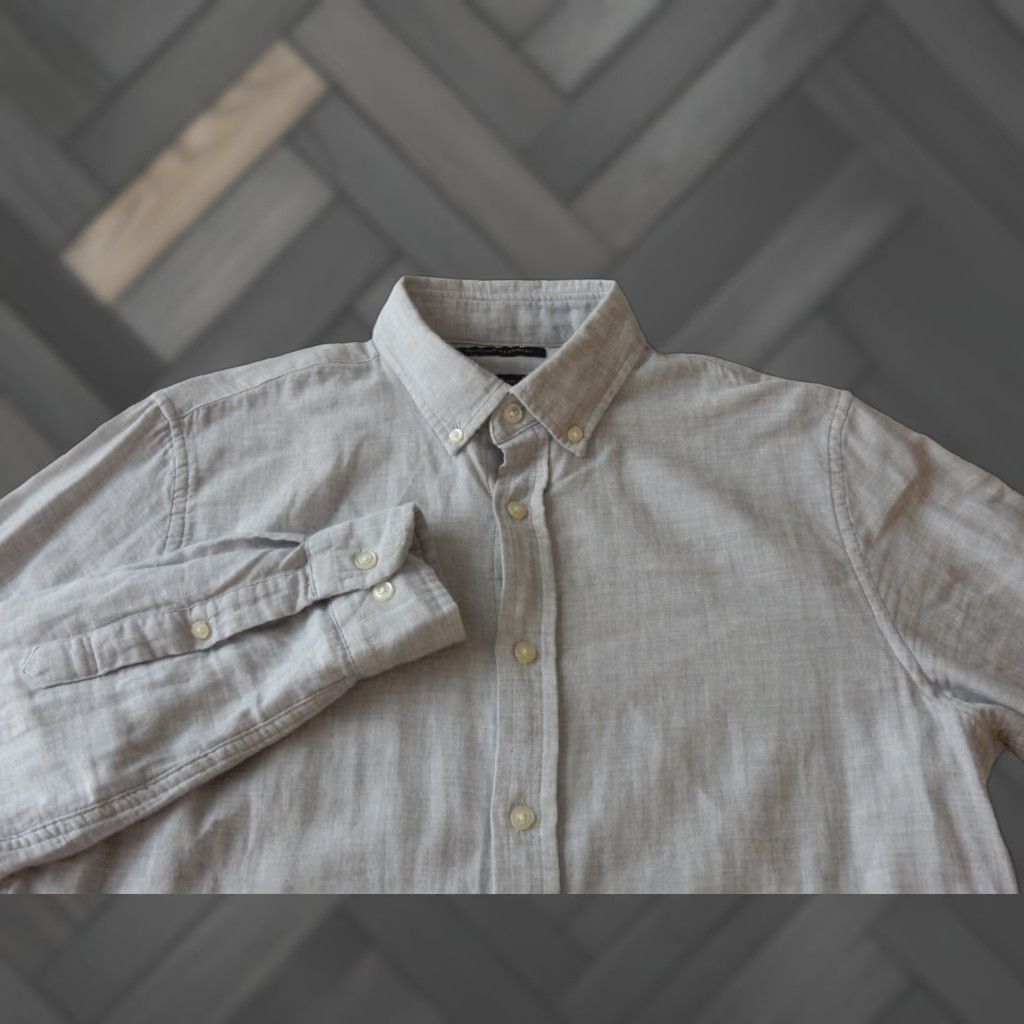 Banana Republic Banana Republic Mens Button Front Shirt Slim Fit S Gray Long Sleeve Solid - Shirt - Men Size US S / EU 44-46 / 1 - 1 Thumbnail