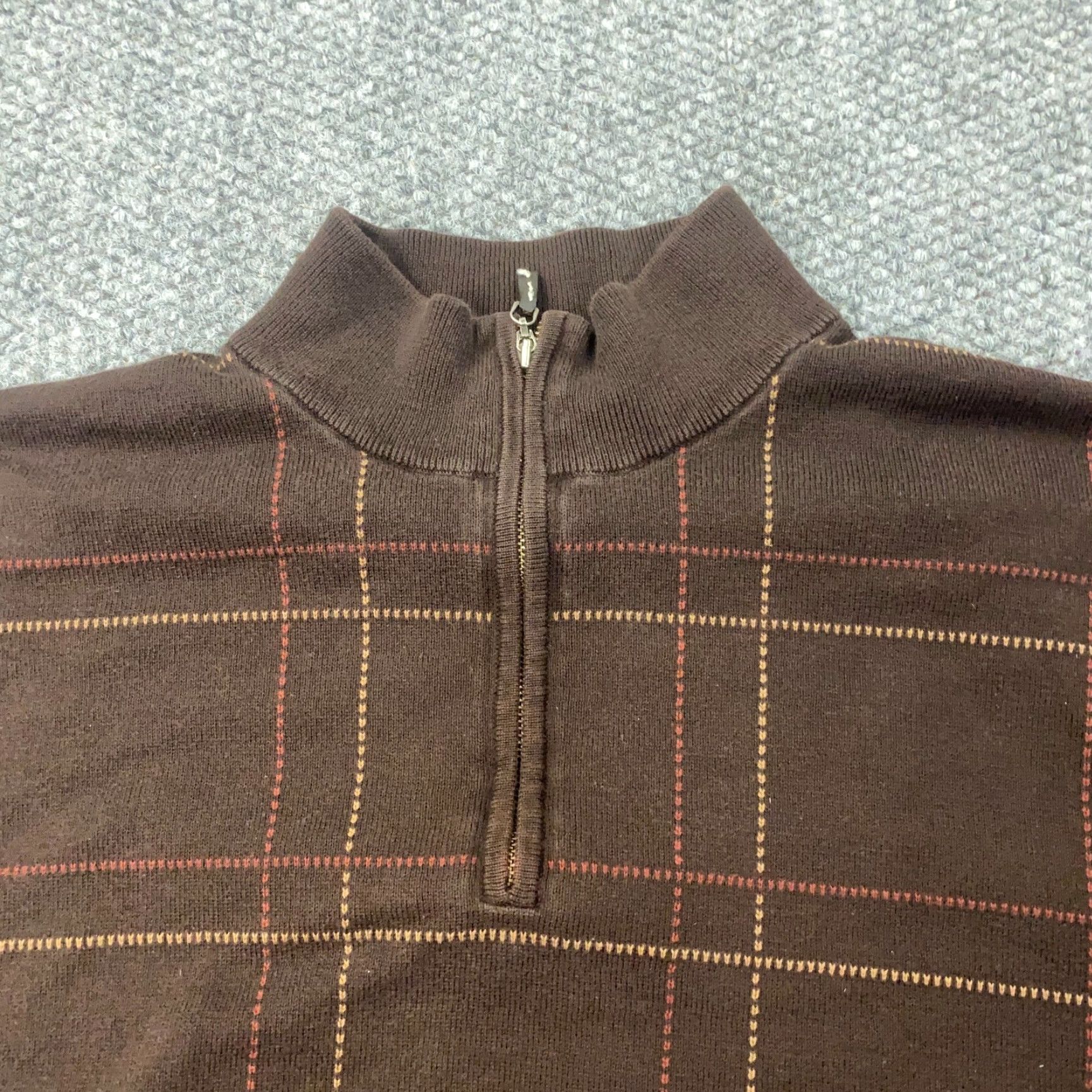 Talbots VINTAGE: No — Talbots Sweater Mens Large Brown 1/4 Zip Pullover Long Sleeve Pima Cotton Size US L / EU 52-54 / 3 - 3 Thumbnail