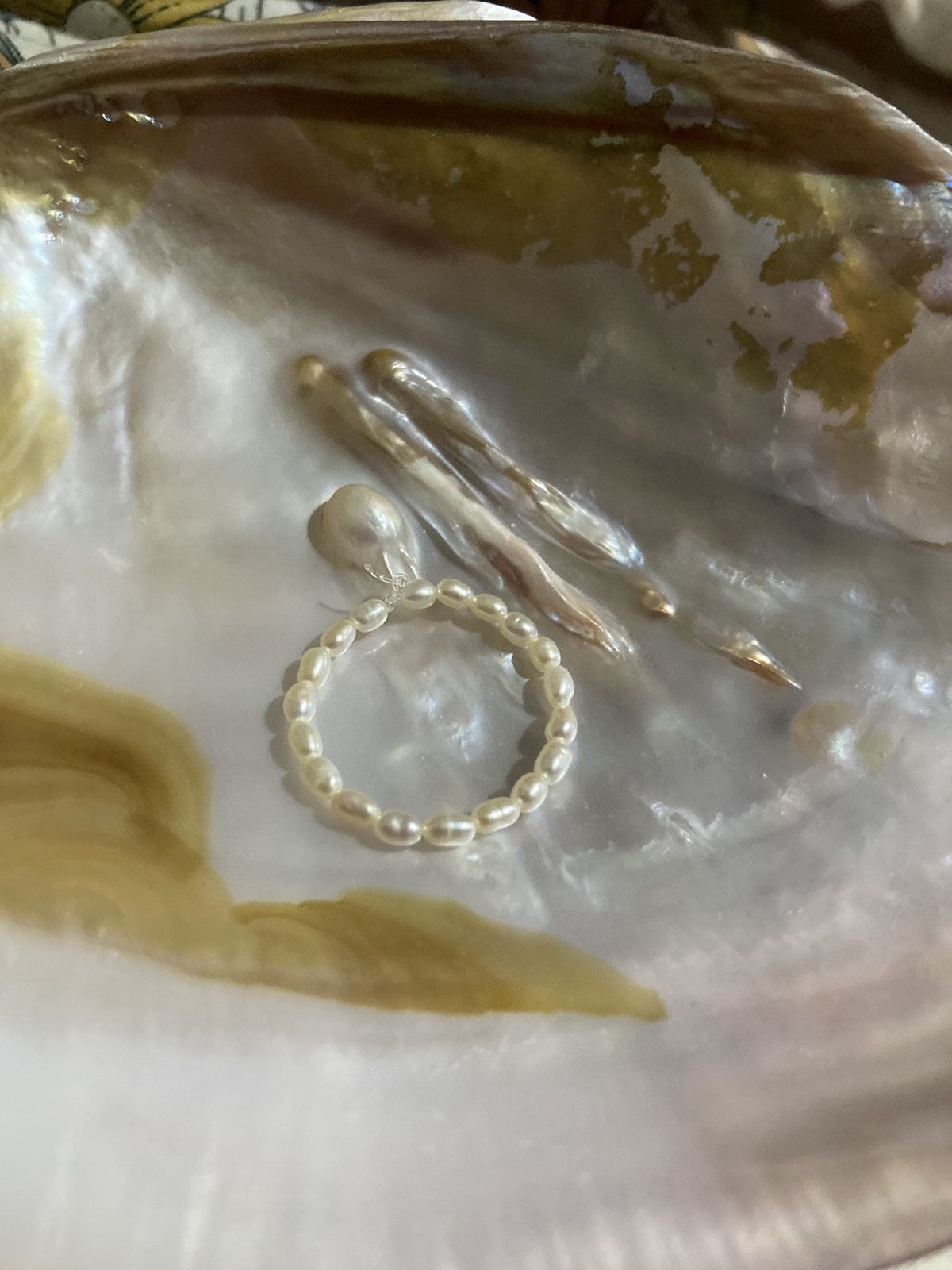 Other Fresh water pearl mini rice shaped beaded ring Size ONE SIZE - 1 Thumbnail