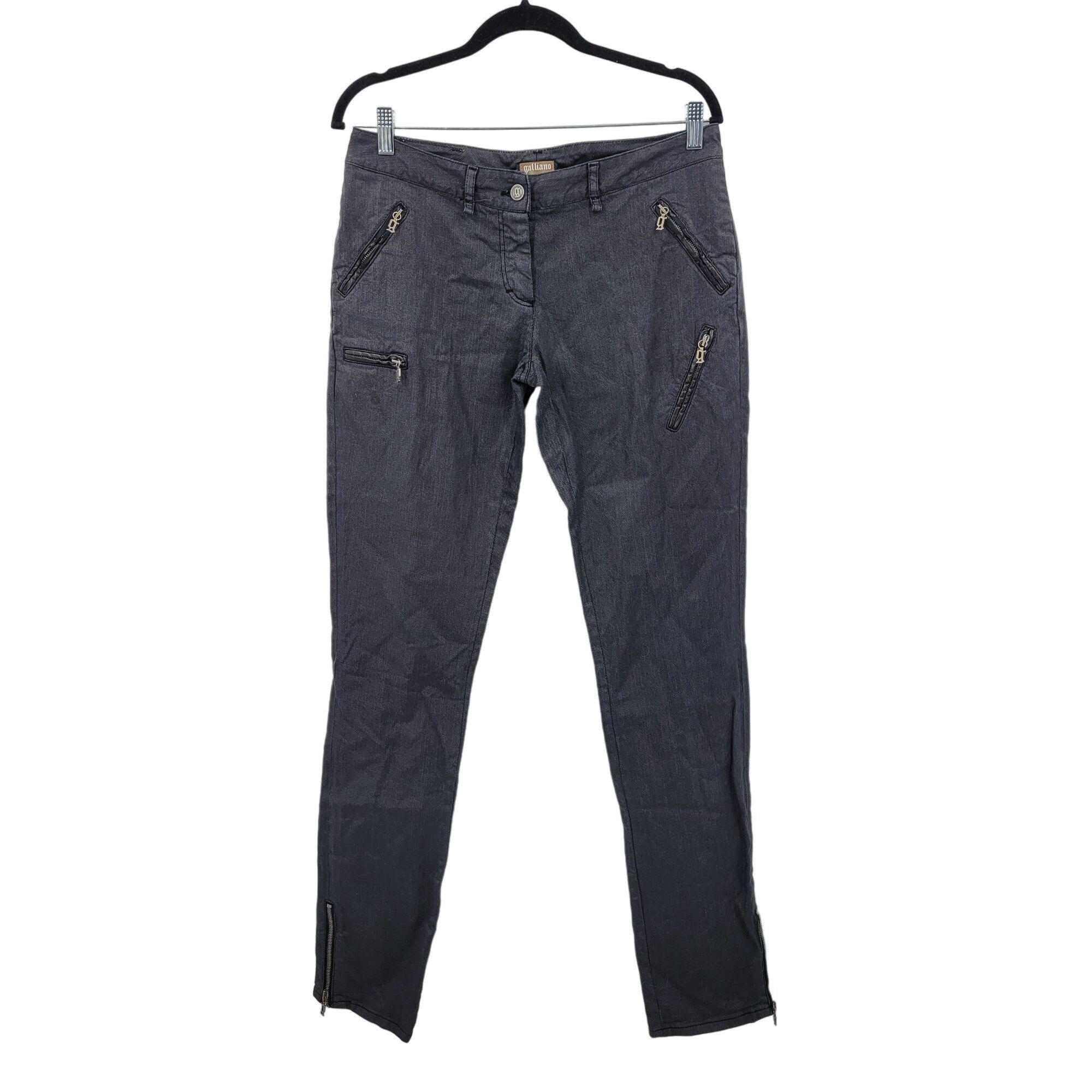 John Galliano Galliano Black Waxed Moto Jeans 32 Ankle Zip Pockets Militar Size 32" / US 10 / IT 46 - 15 Thumbnail