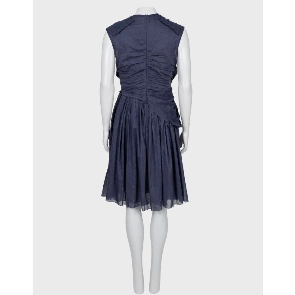 Prada Prada Blue Draped Cotton Fitted Dress - Size 46 Size L / US 10 / IT 46 - 3 Thumbnail