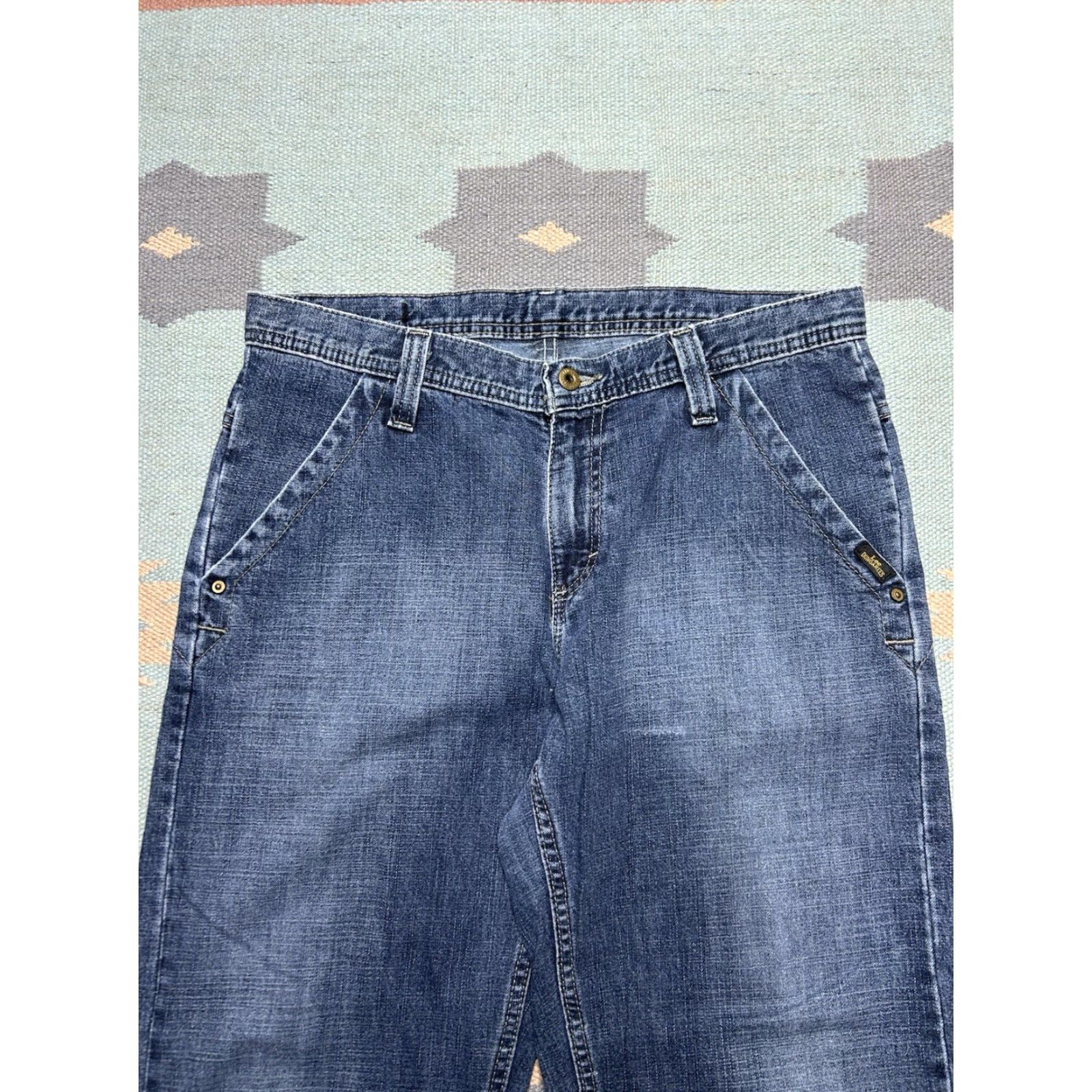 Lee VINTAGE Lee Jeans dungaree workwear dark wash denim baggy 33x32 Men Inseam 32 Straight Jeans 33 Blue Size US 33 - 6 Thumbnail