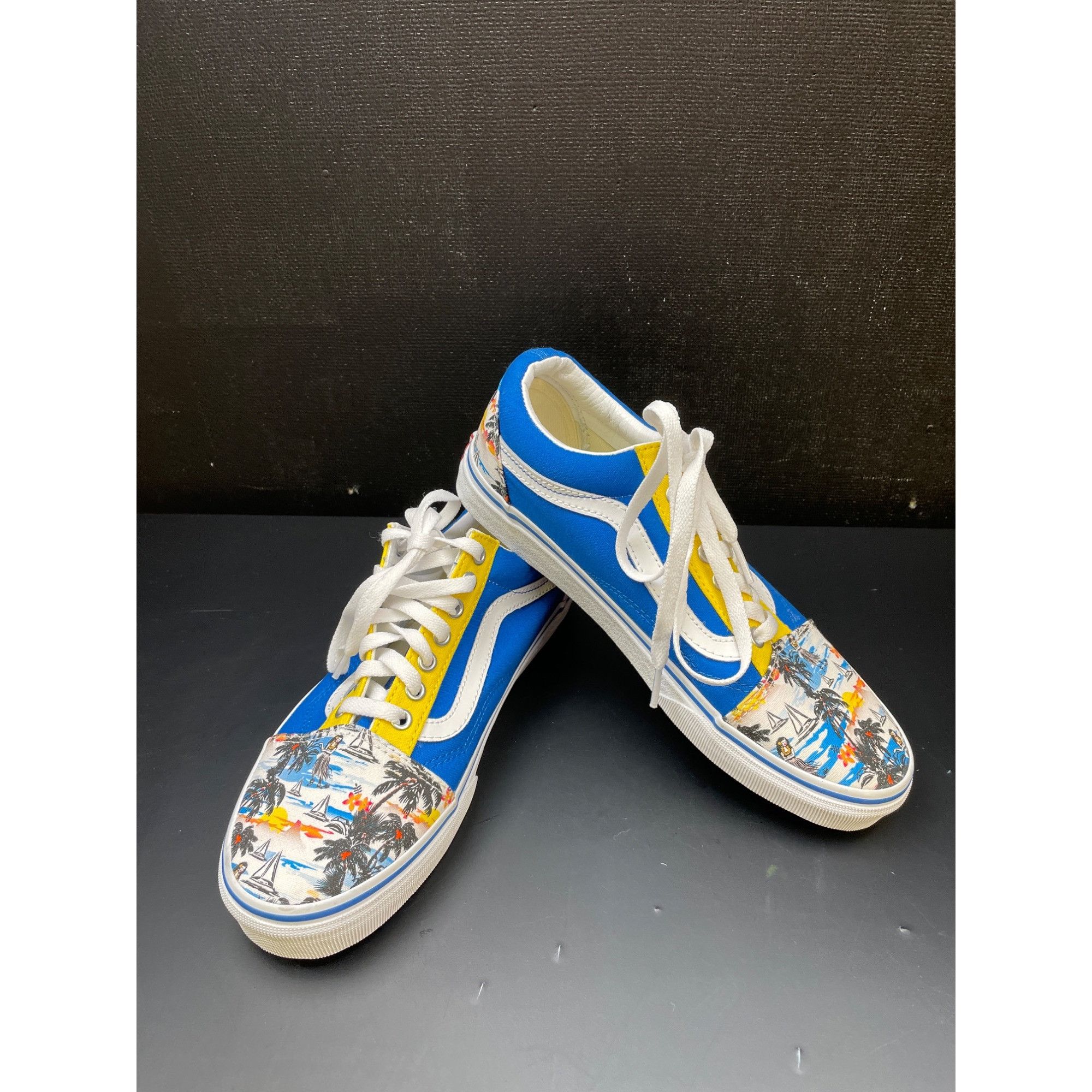 Vans Vans Unisex Blue Yellow Tropical Skater Shoes Size Wide 7.5M Size US 9 / EU 42 - 2 Thumbnail