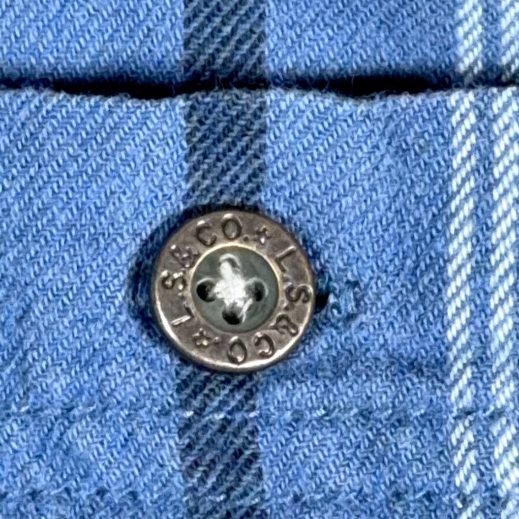 Levi's VINTAGE Levi's Shirt Adult LARGE Blue Striped Cotton Flannel 90s Button-Up Long Sleeve Rock Grunge Size US L / EU 52-54 / 3 - 6 Thumbnail