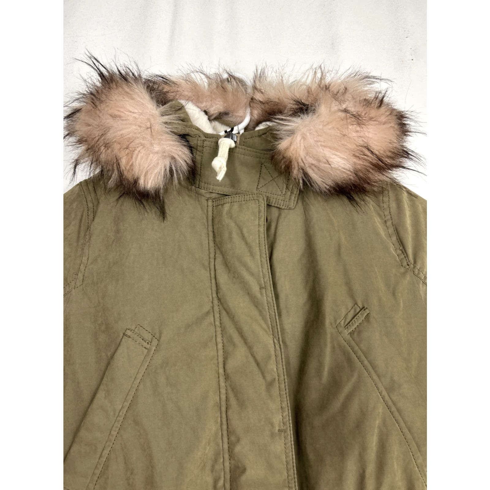 Abercrombie & Fitch Abercrombie Womens Small Olive Green Full Zip Suede Faux Fur Lined Parka Jacket Size S / US 4 / IT 40 - 3 Thumbnail