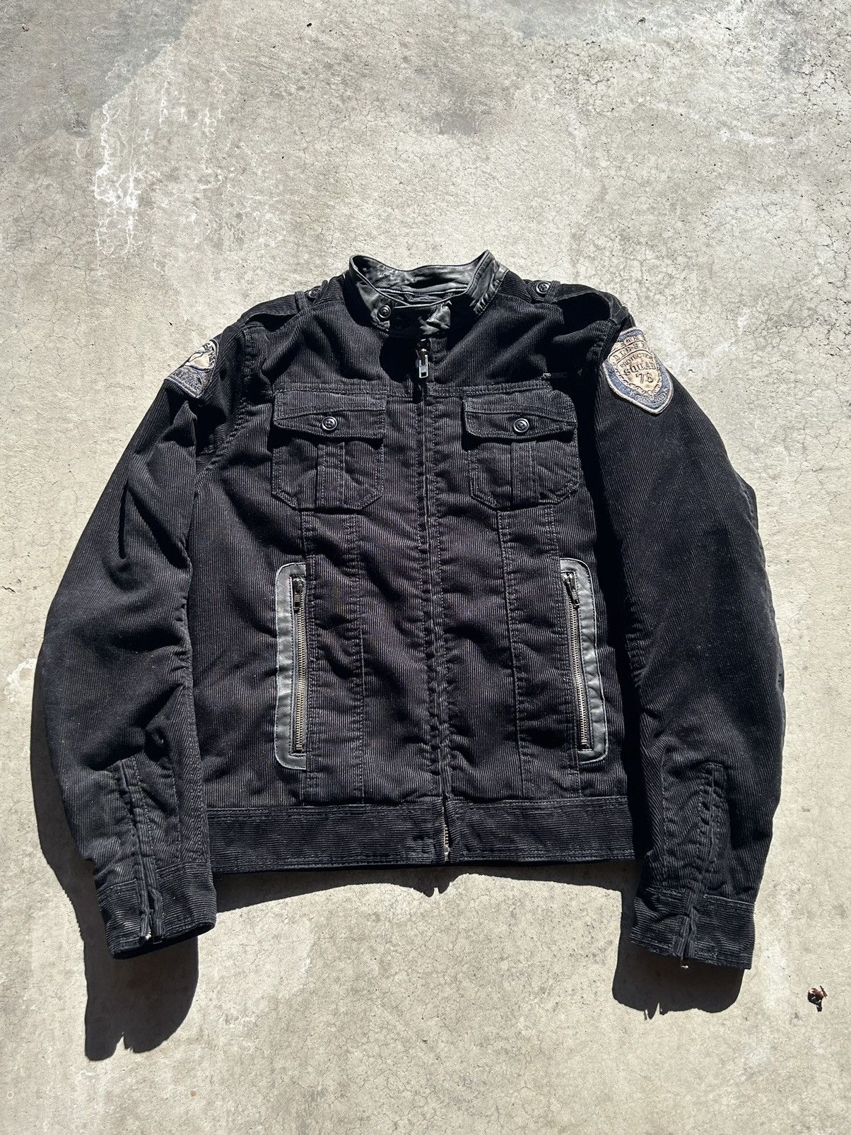 image of Diesel Corduroy Army Jacket in Black, Men's (Size Large)