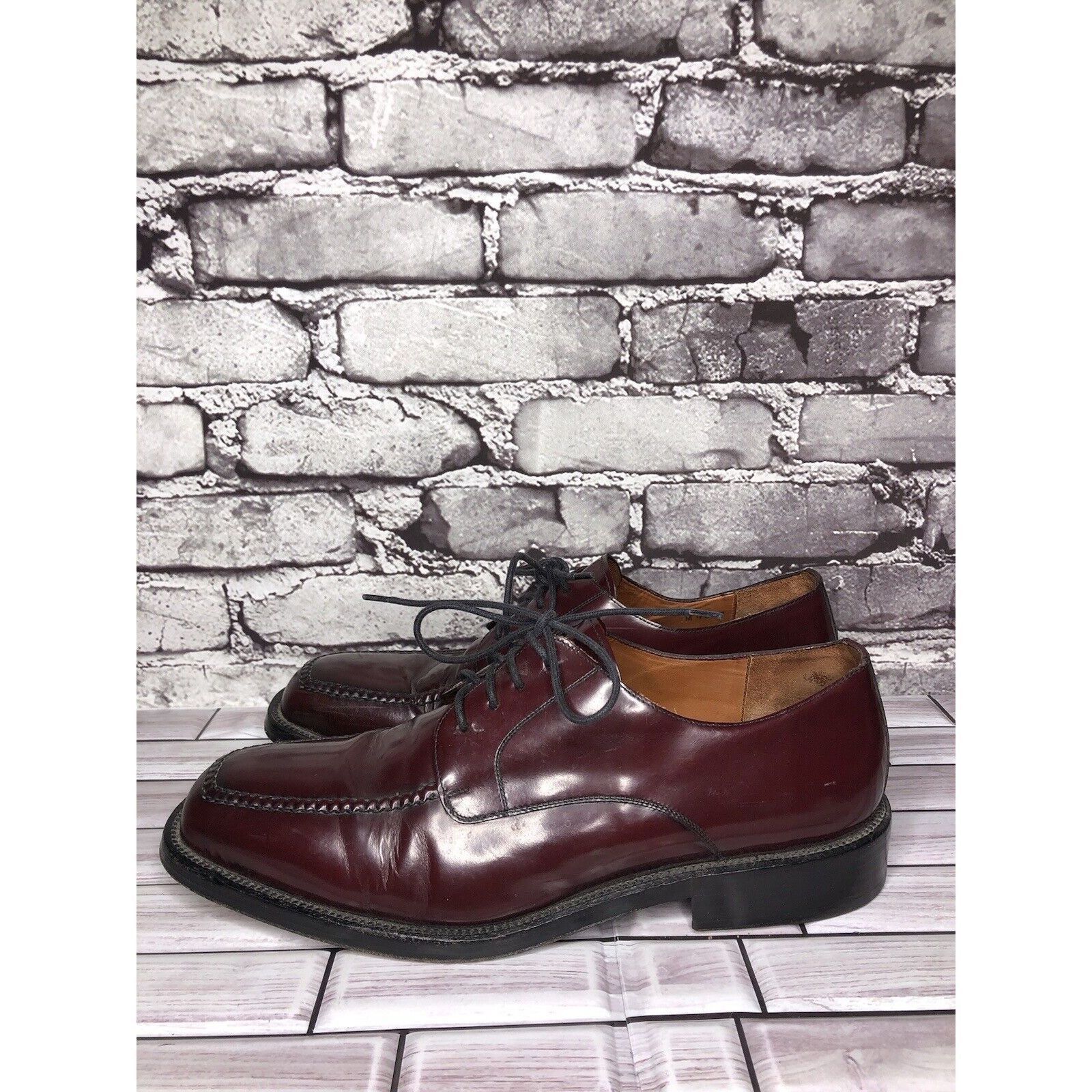 Cole Haan Cole Haan Burgundy Leather Square Toe Oxfords Dress Shoes Me Size US 11 / EU 44 - 16 Thumbnail