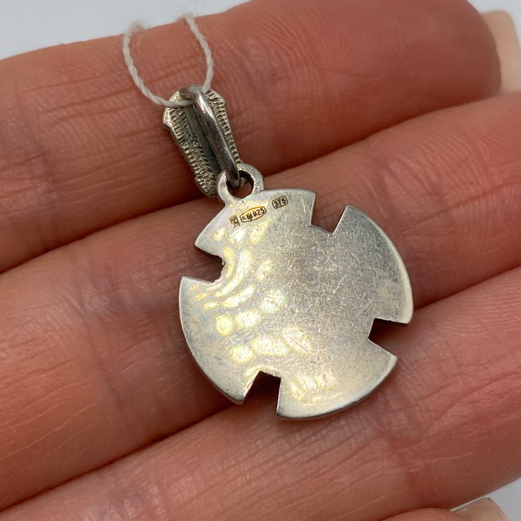 Sterling Silver Vintage 925 Sterling Silver Jesus Cross Pendant w Gold Size ONE SIZE - 2 Thumbnail