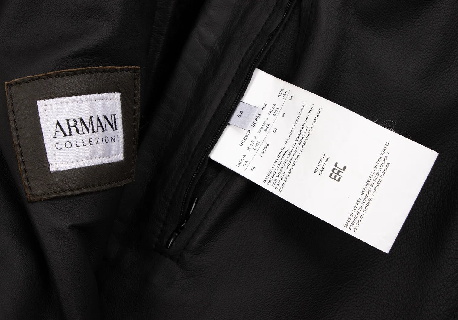 Armani Collezioni Lamb Leather Shearling Coat in Brown Black Size 54 Size US XXS / EU 40 - 18 Thumbnail