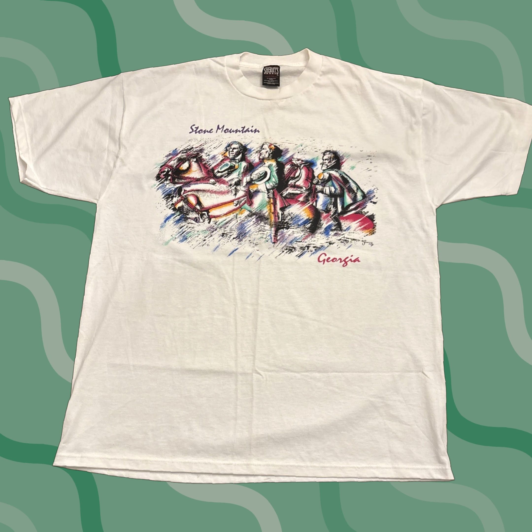 Vintage VINTAGE Sherrys Best Stone Mountain Georgia T-Shirt XL Beige 90s Mens Size US XL / EU 56 / 4 - 1 Thumbnail