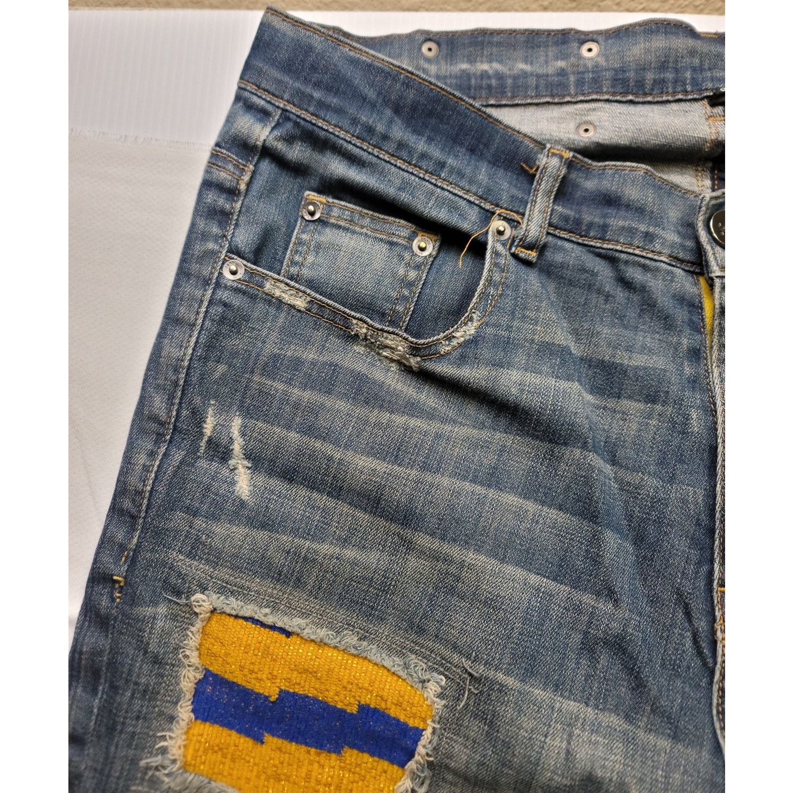 Other Kumi Kente Multicolor & Blue Distressed Jeans Size 36/34 Size US 36 / EU 52 - 8 Thumbnail