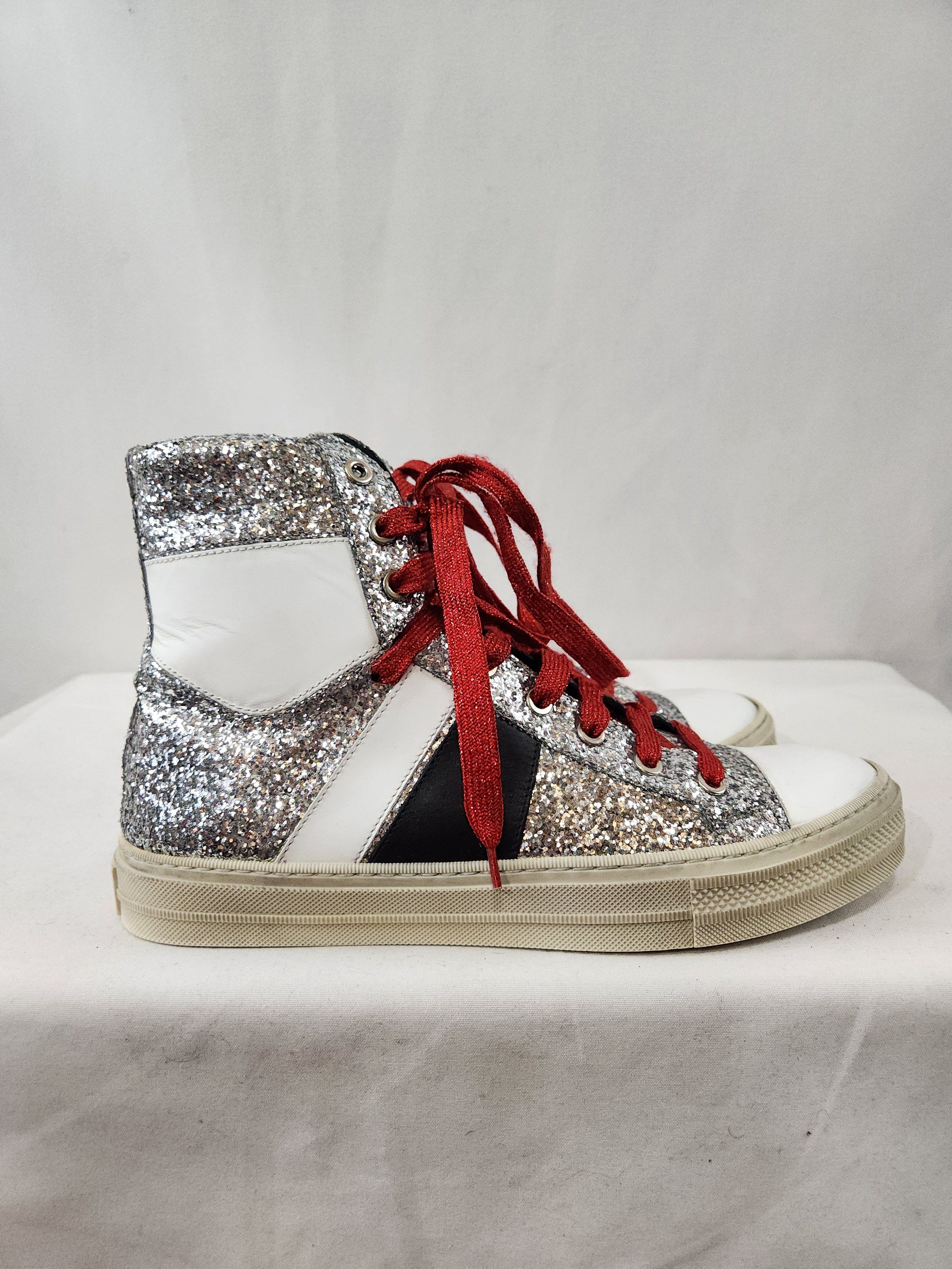 Amiri Sunset High Top Silver Glitter Sneakers Size US 8 / EU 41 - 2 Thumbnail