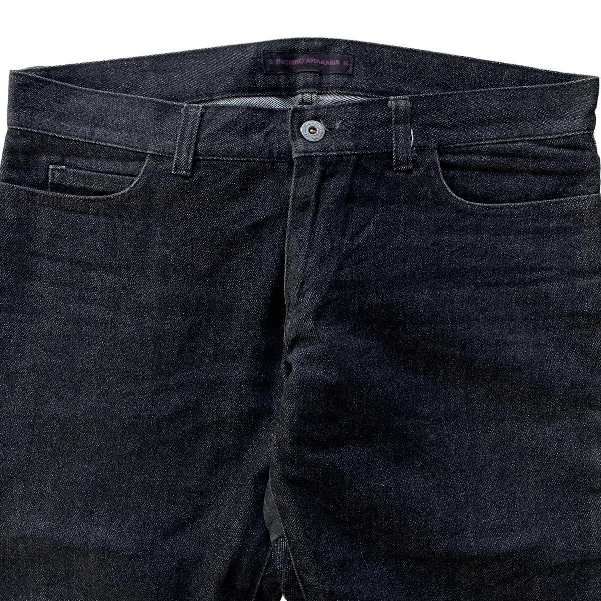 Japanese Brand 1990s - Shinichiro Arakawa Mix Leather Biker Denim Size US 32 / EU 48 - 7 Thumbnail